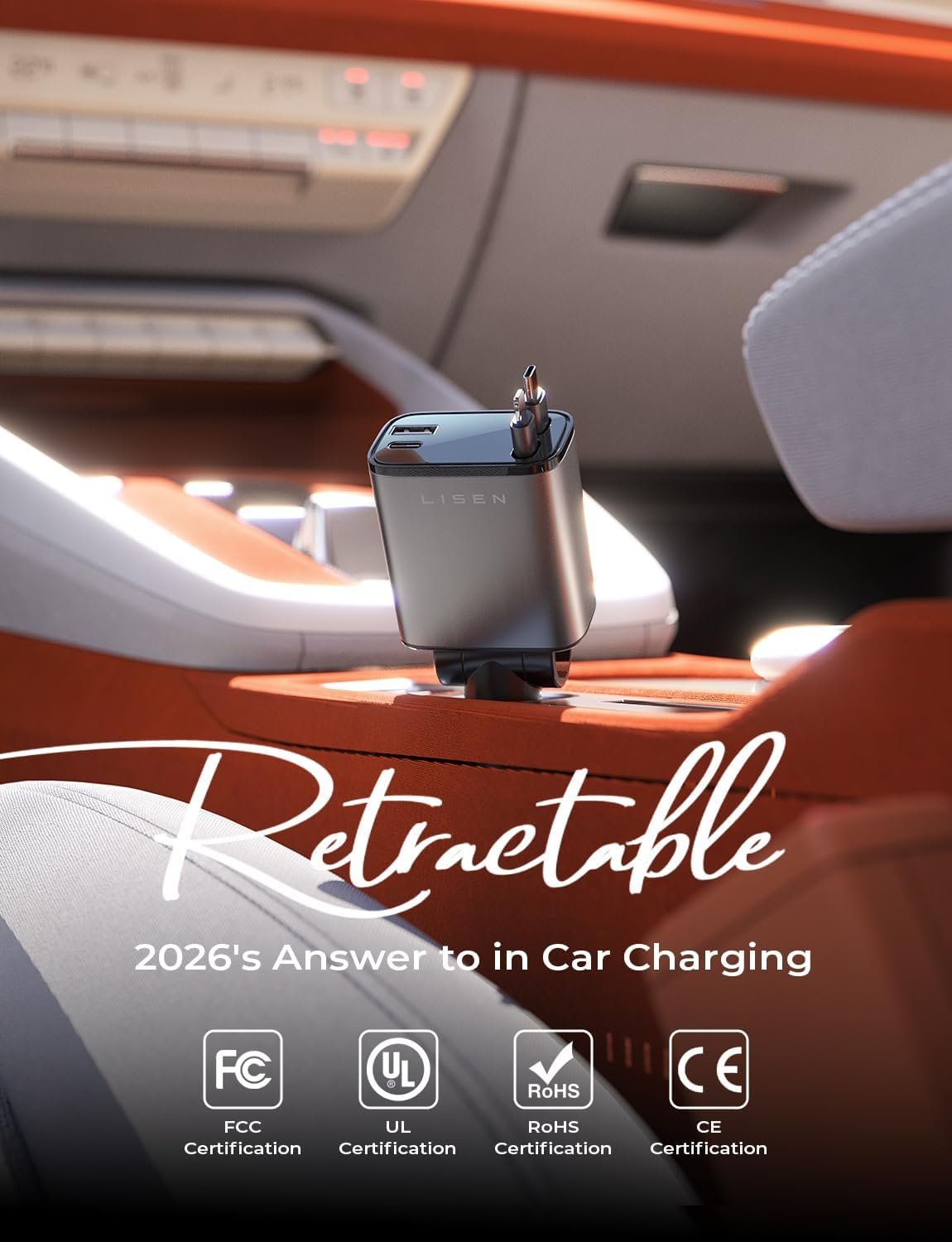 LISEN Retractable Car Charger - detail view 1