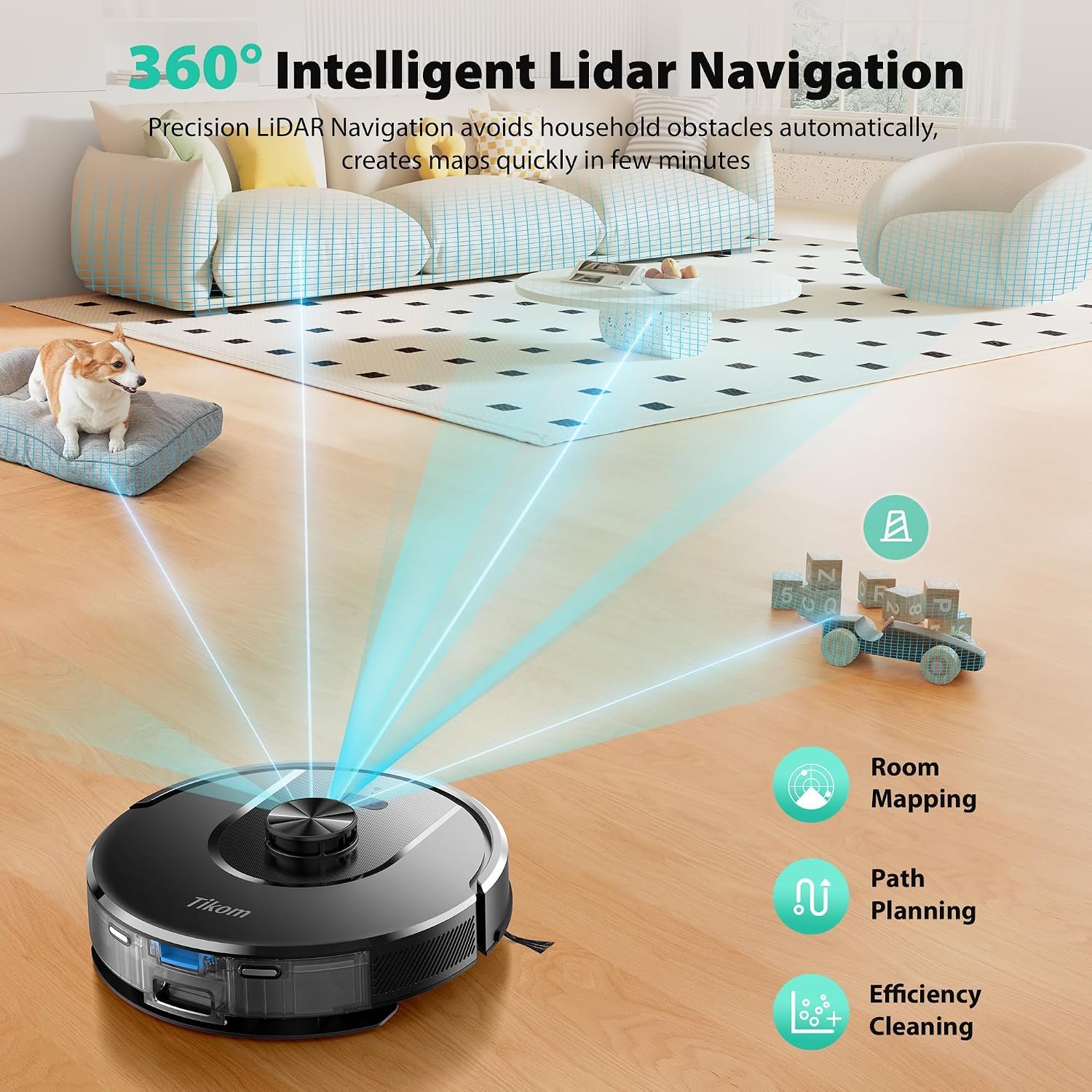 Tikom L8000 Plus Robot Vacuum and Mop - detail view 3