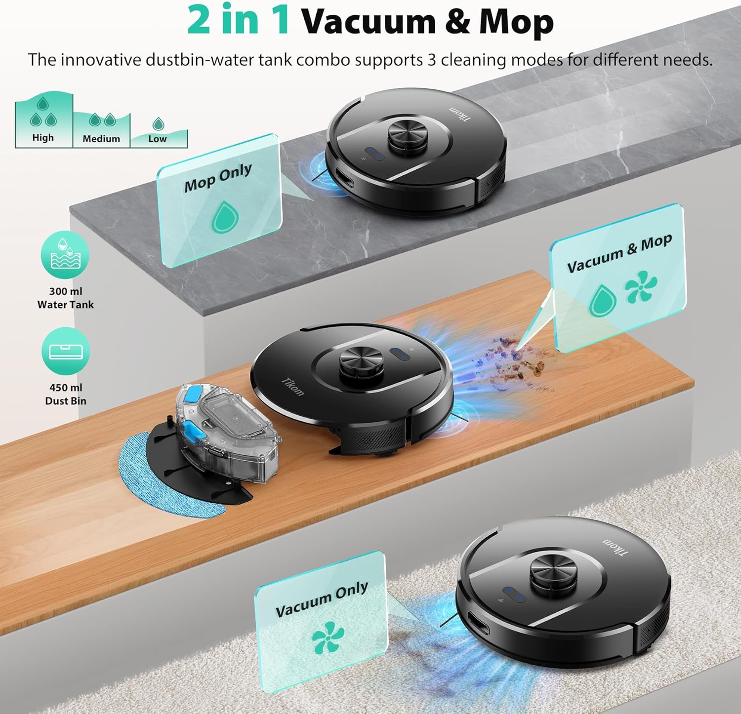 Tikom L8000 Plus Robot Vacuum and Mop - detail view 5