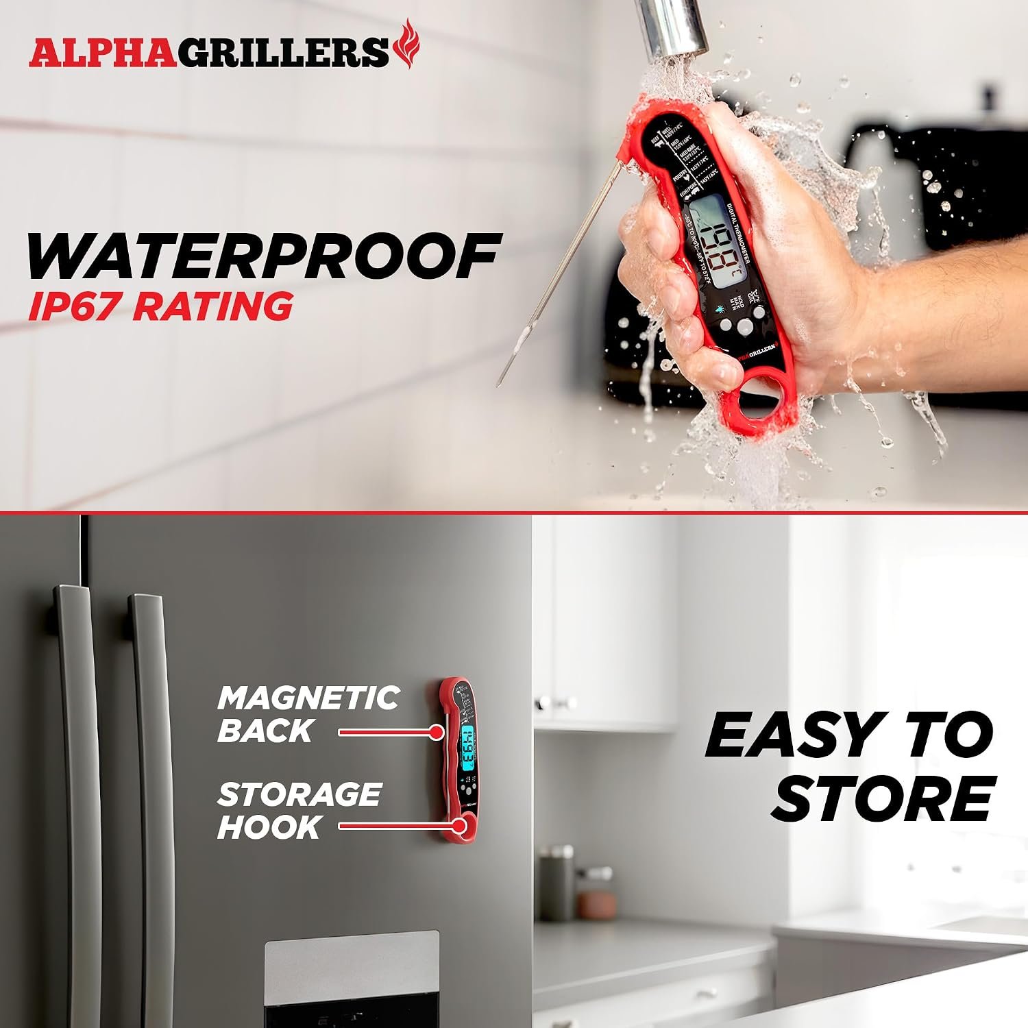 Alpha Grillers Instant Read Meat Thermometer Digital, Cooking, Food, Grill - detail view 4