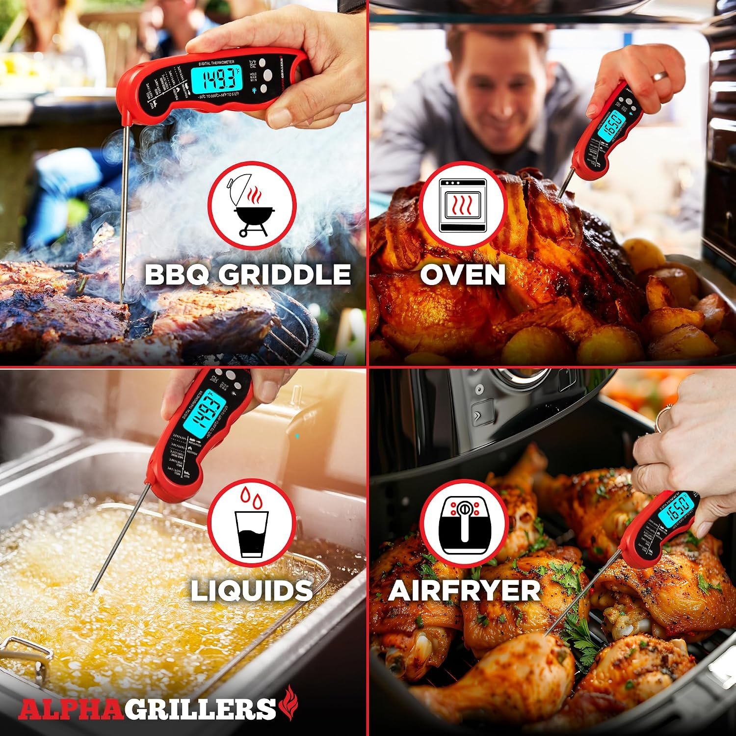 Alpha Grillers Instant Read Meat Thermometer Digital, Cooking, Food, Grill - detail view 6