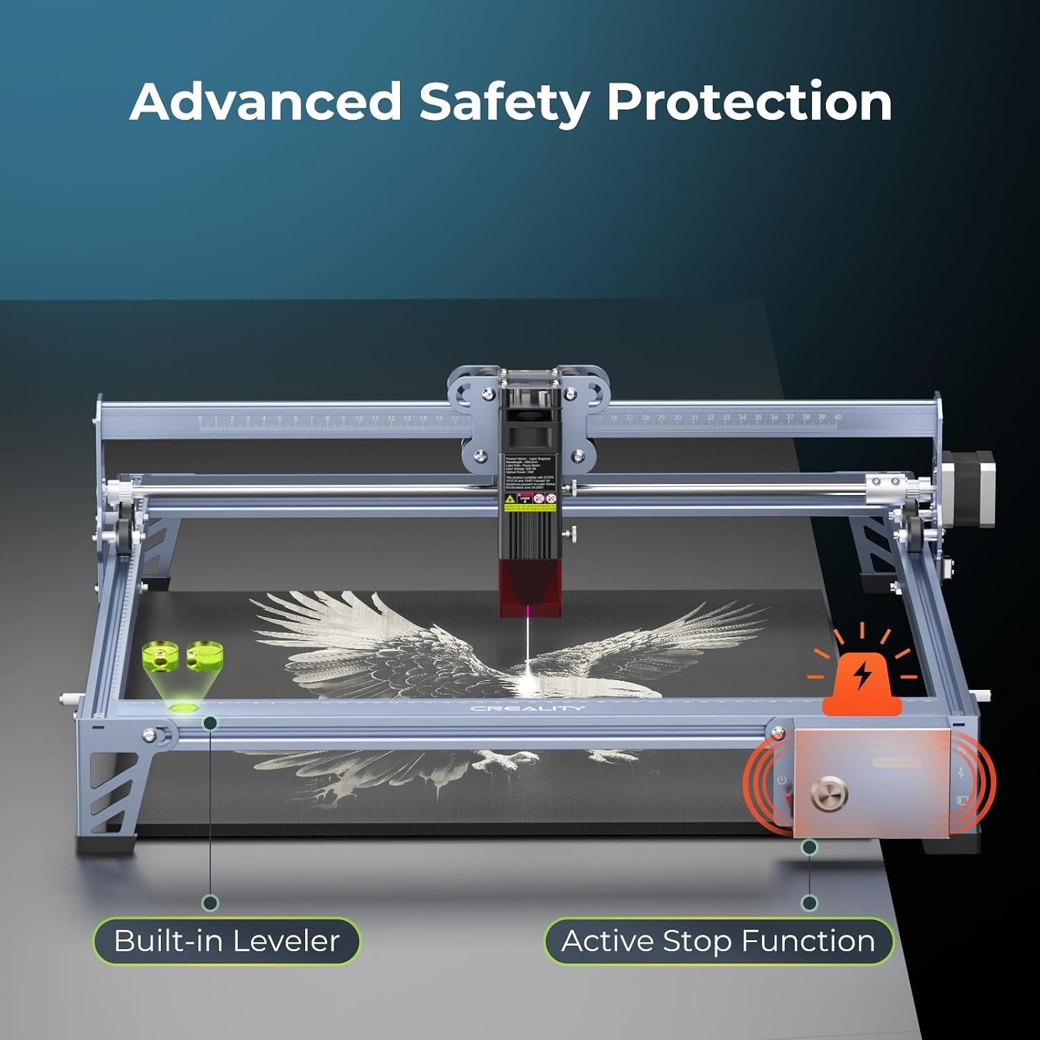 Creality Falcon 10W Laser Engraver Machine, 0.06mm High Precision Laser Engraving Machine 72W Laser  - detail view 3