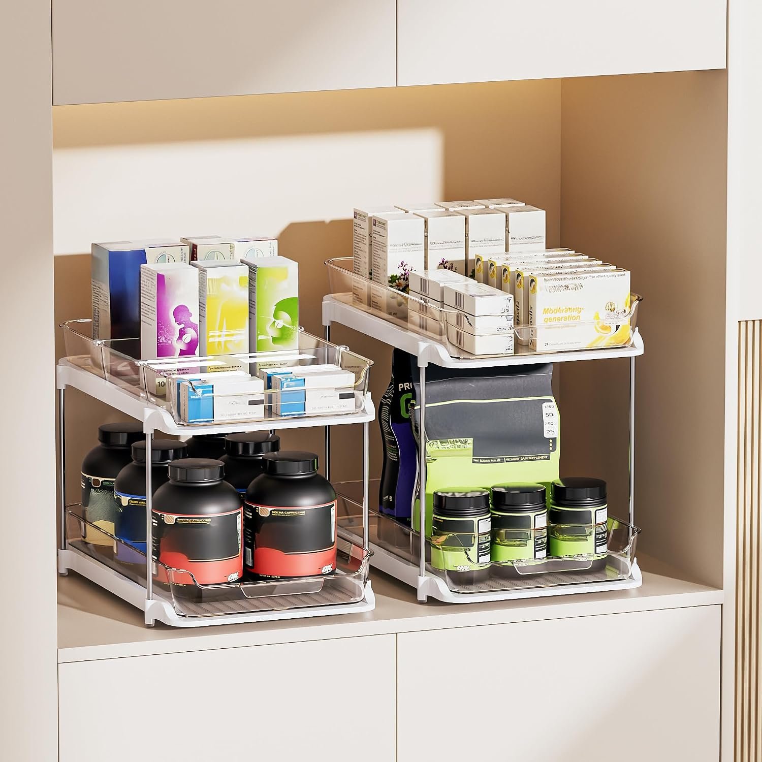 Delamu 2-Tier Multi-Purpose Bathroom Under Sink Organizers and Storage, Stackable Kitchen Pantry Org - detail view 5
