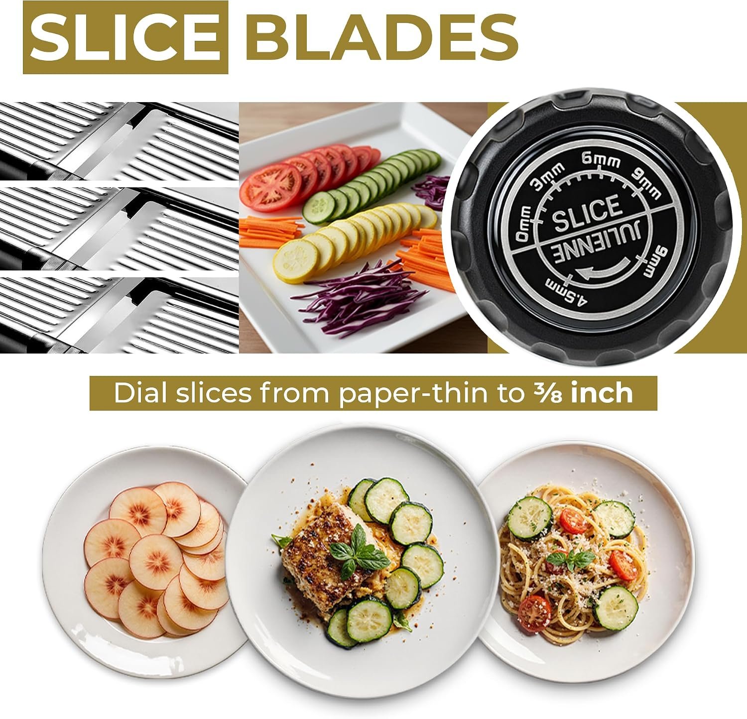 Gramercy Mandoline Slicer for Kitchen with 12 Slice Settings, Black Edition - detail view 1