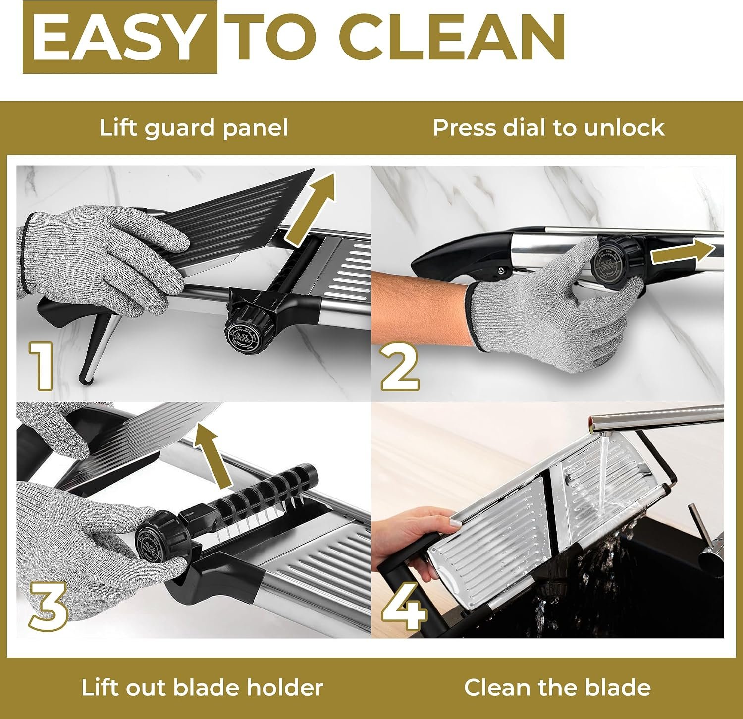 Gramercy Mandoline Slicer for Kitchen with 12 Slice Settings, Black Edition - detail view 3