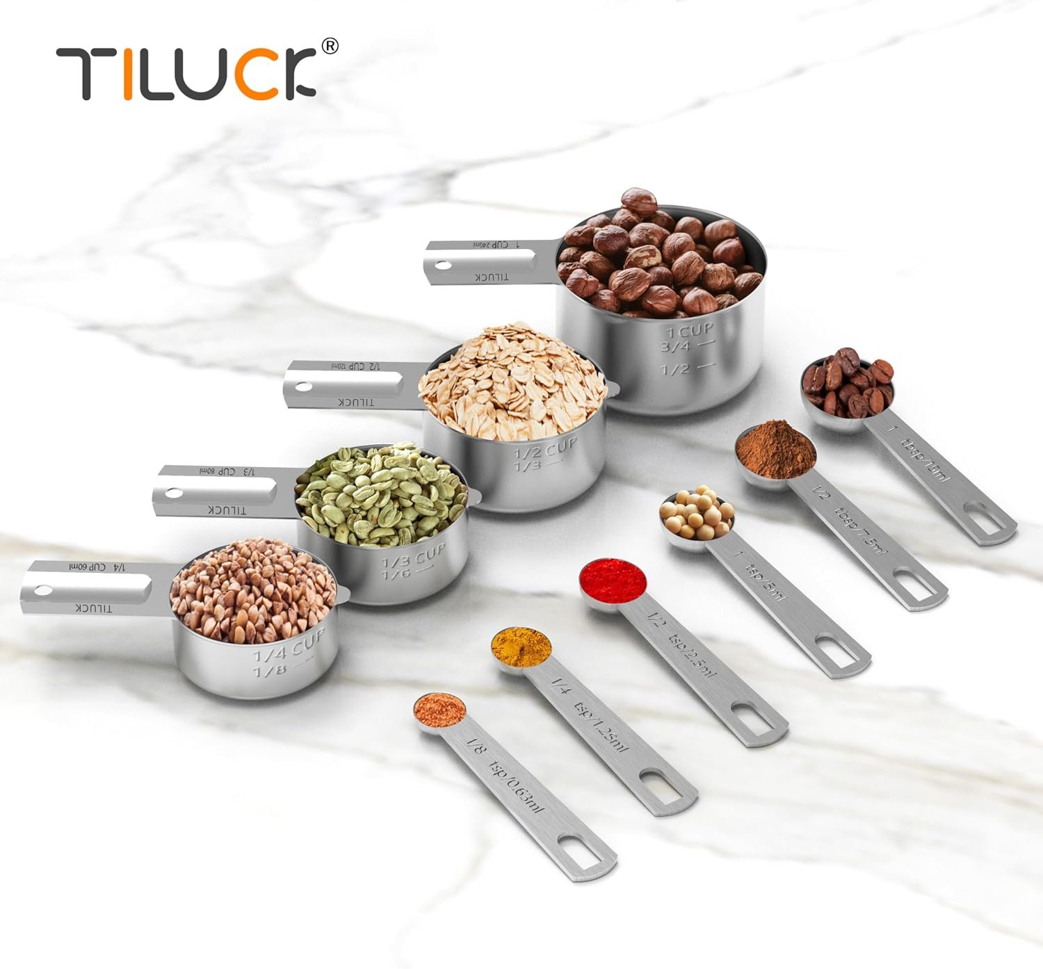 TILUCK Stainless Steel Measuring Cups & Spoons Set, Cups and Spoons - detail view 4