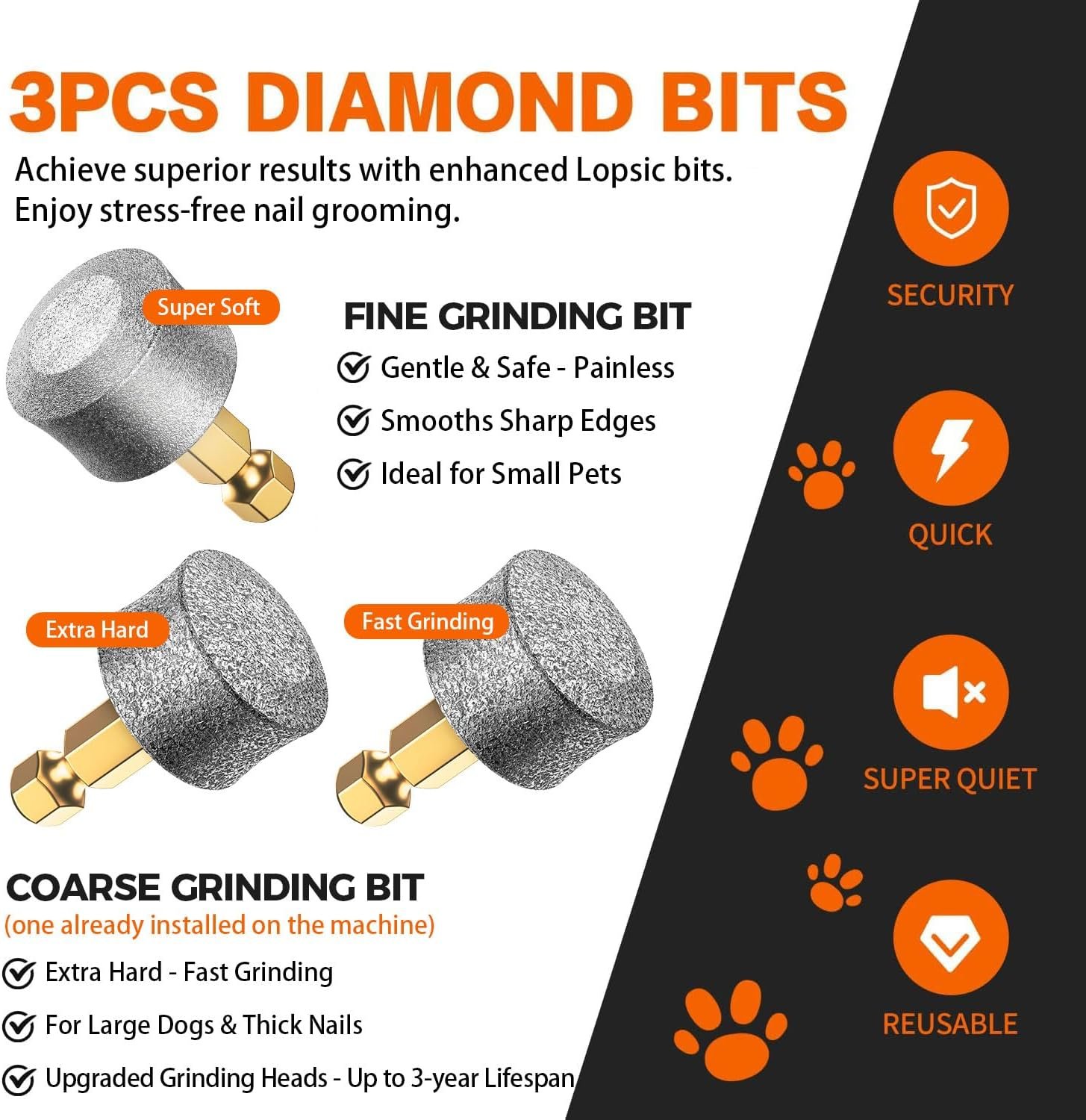 Whisper Quiet Dog Nail Grinder Safe & Stress-Free for Sensitive Dogs Cats - detail view 4