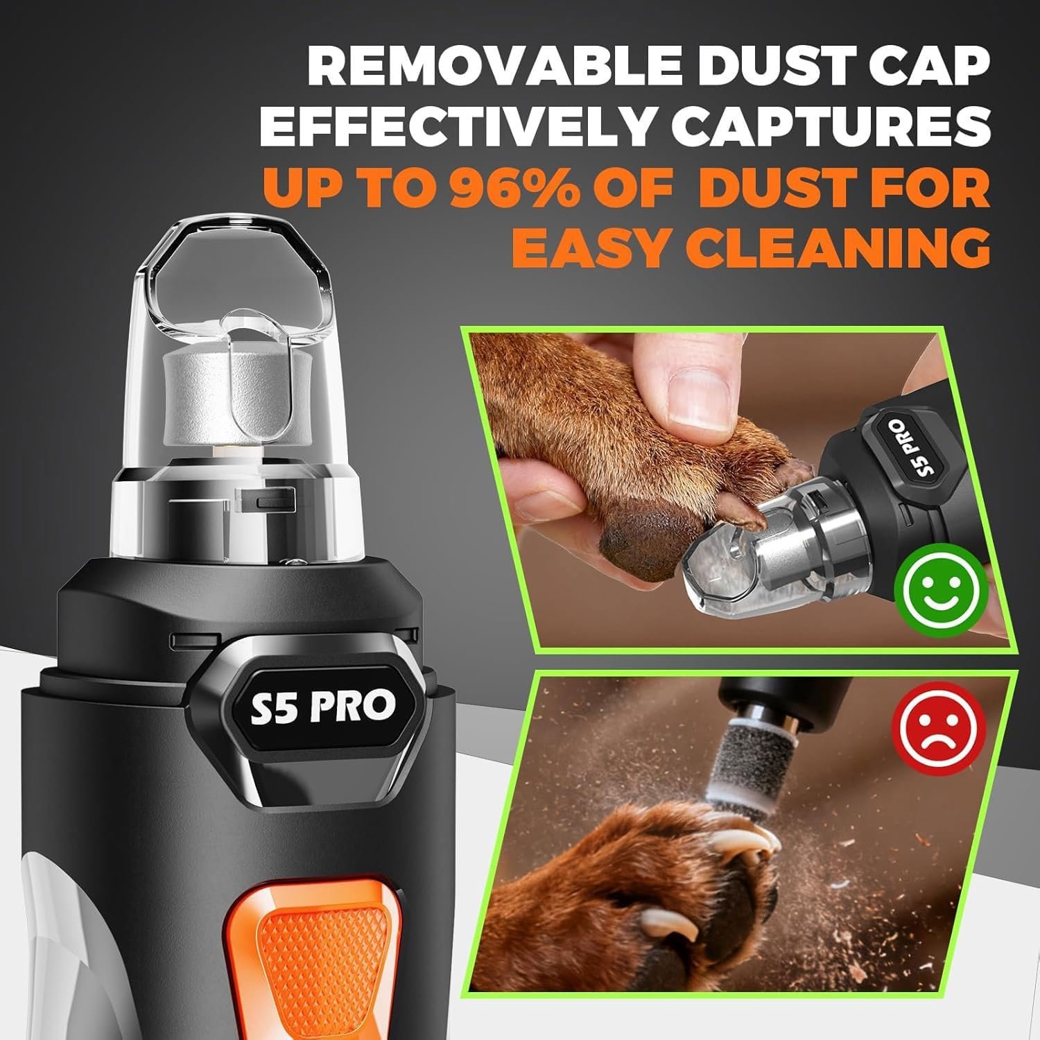Whisper Quiet Dog Nail Grinder Safe & Stress-Free for Sensitive Dogs Cats - detail view 6