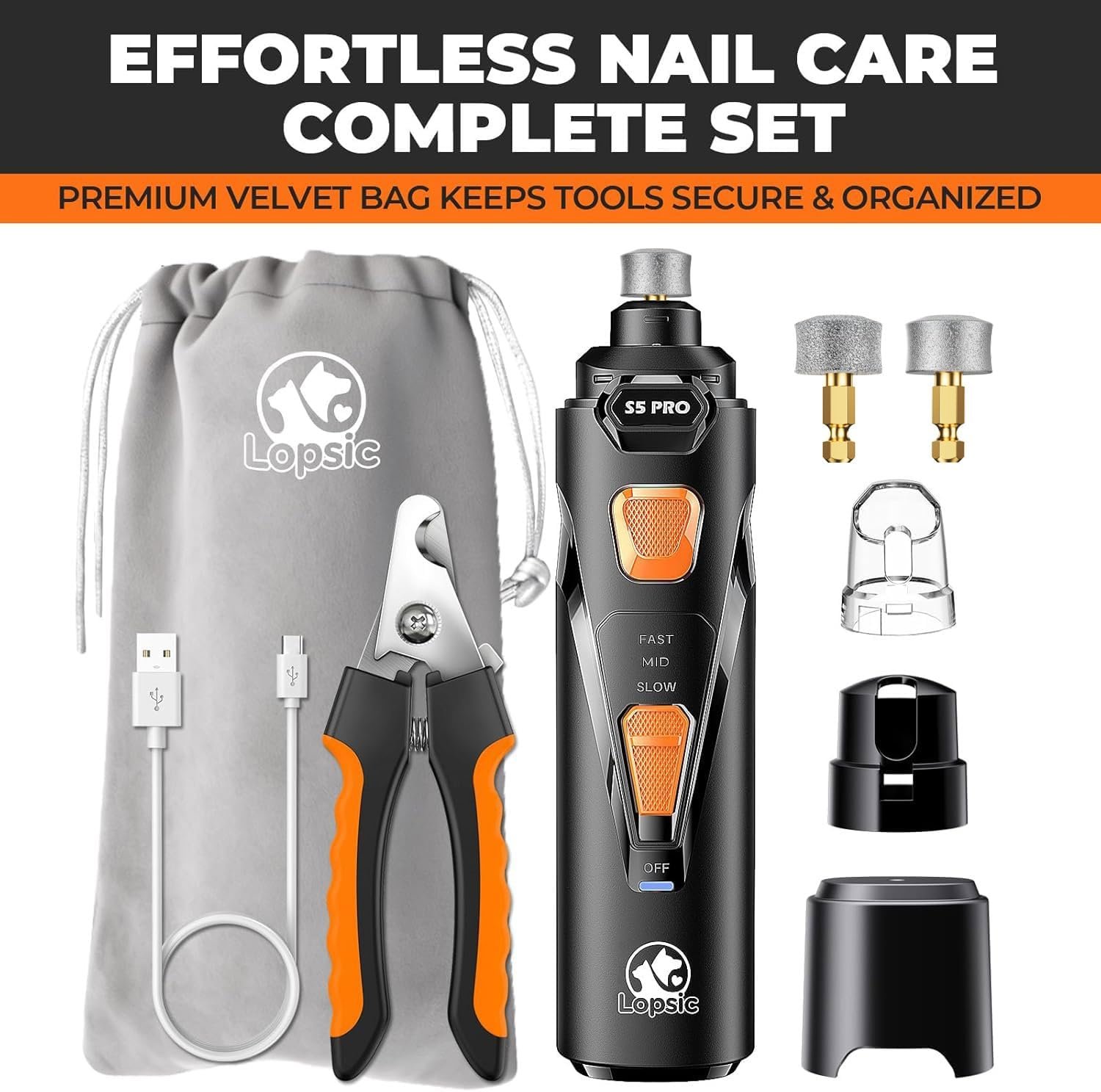Whisper Quiet Dog Nail Grinder Safe & Stress-Free for Sensitive Dogs Cats - detail view 8