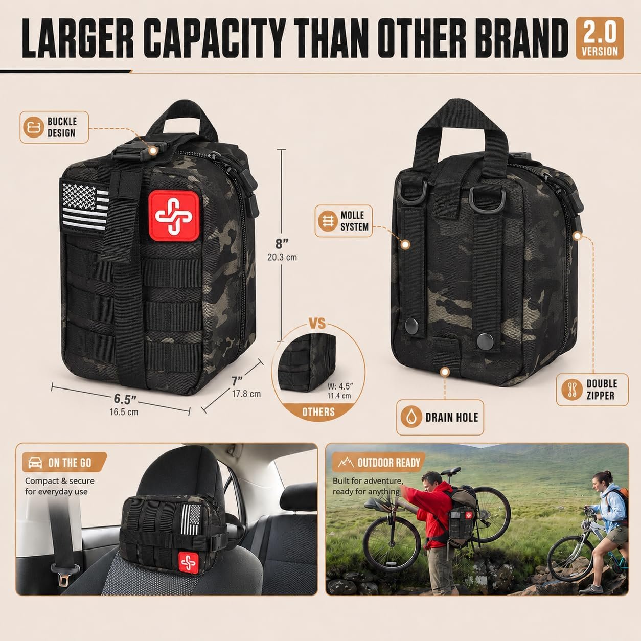 250-Piece Survival Kit with Molle Bag and Emergency Tent - detail view 1