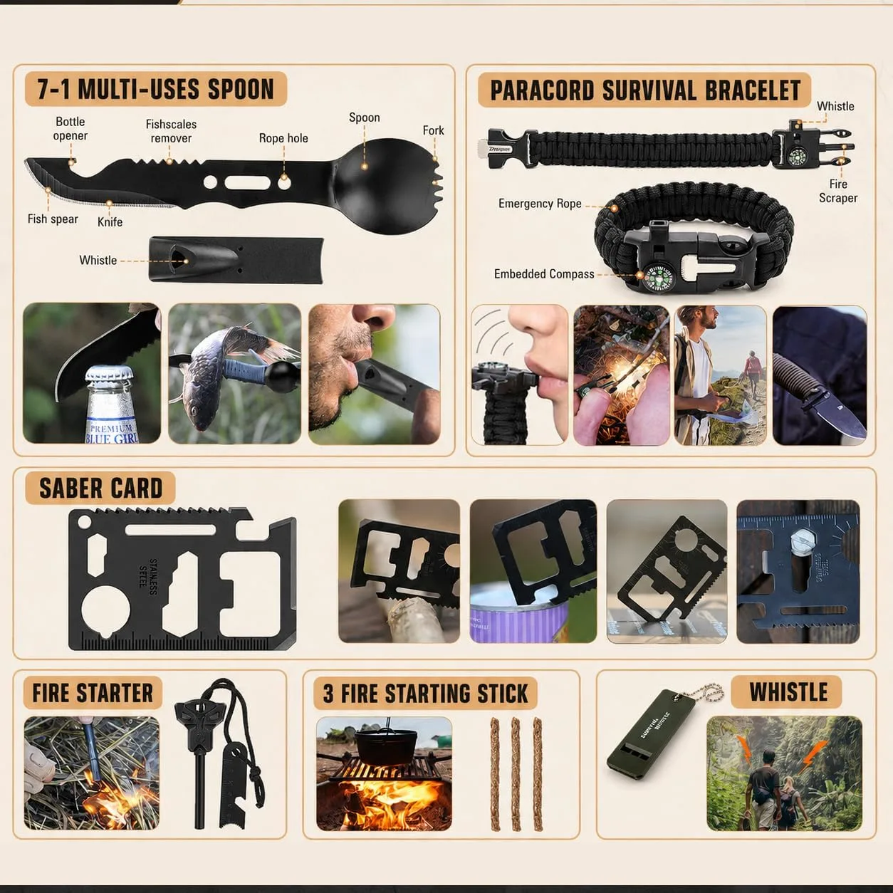 250-Piece Survival Kit with Molle Bag and Emergency Tent - detail view 4