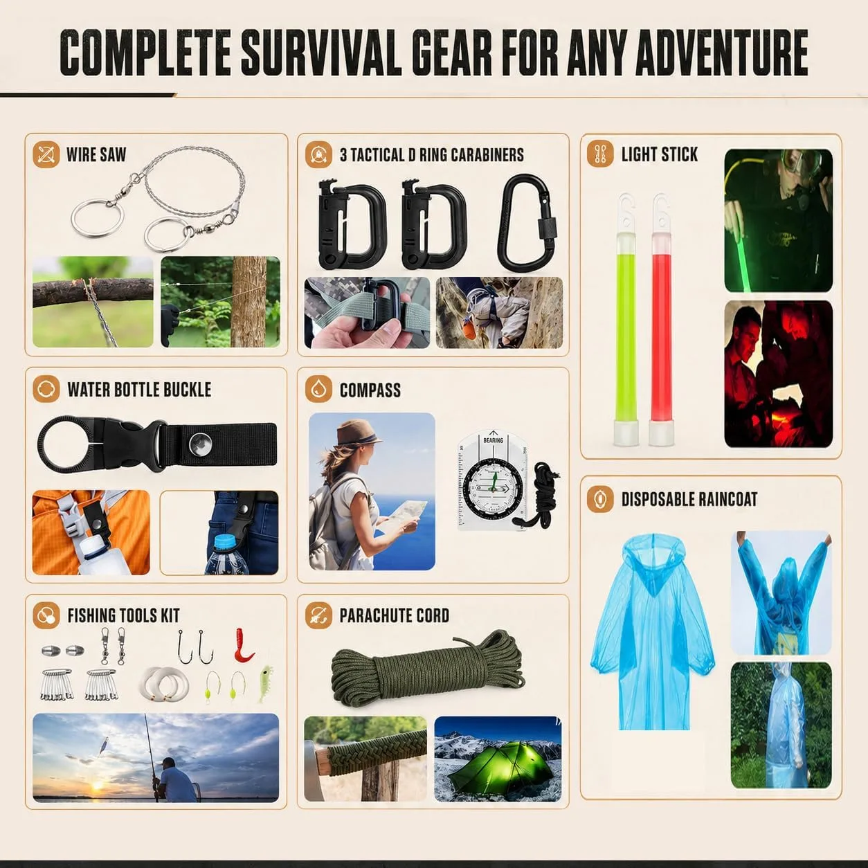 250-Piece Survival Kit with Molle Bag and Emergency Tent - detail view 5