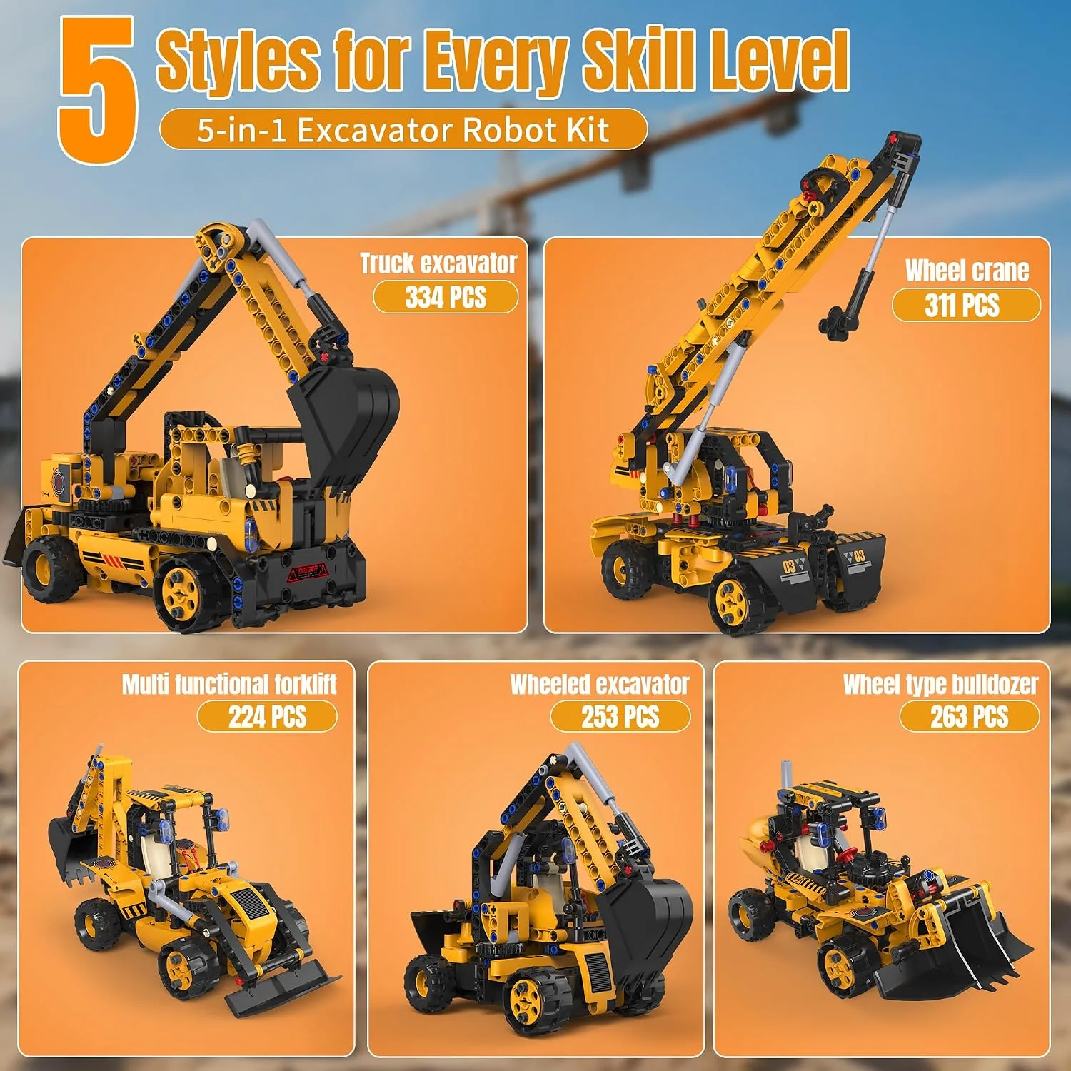 5-in-1 STEM Robot Building Set with Remote Control - detail view 1