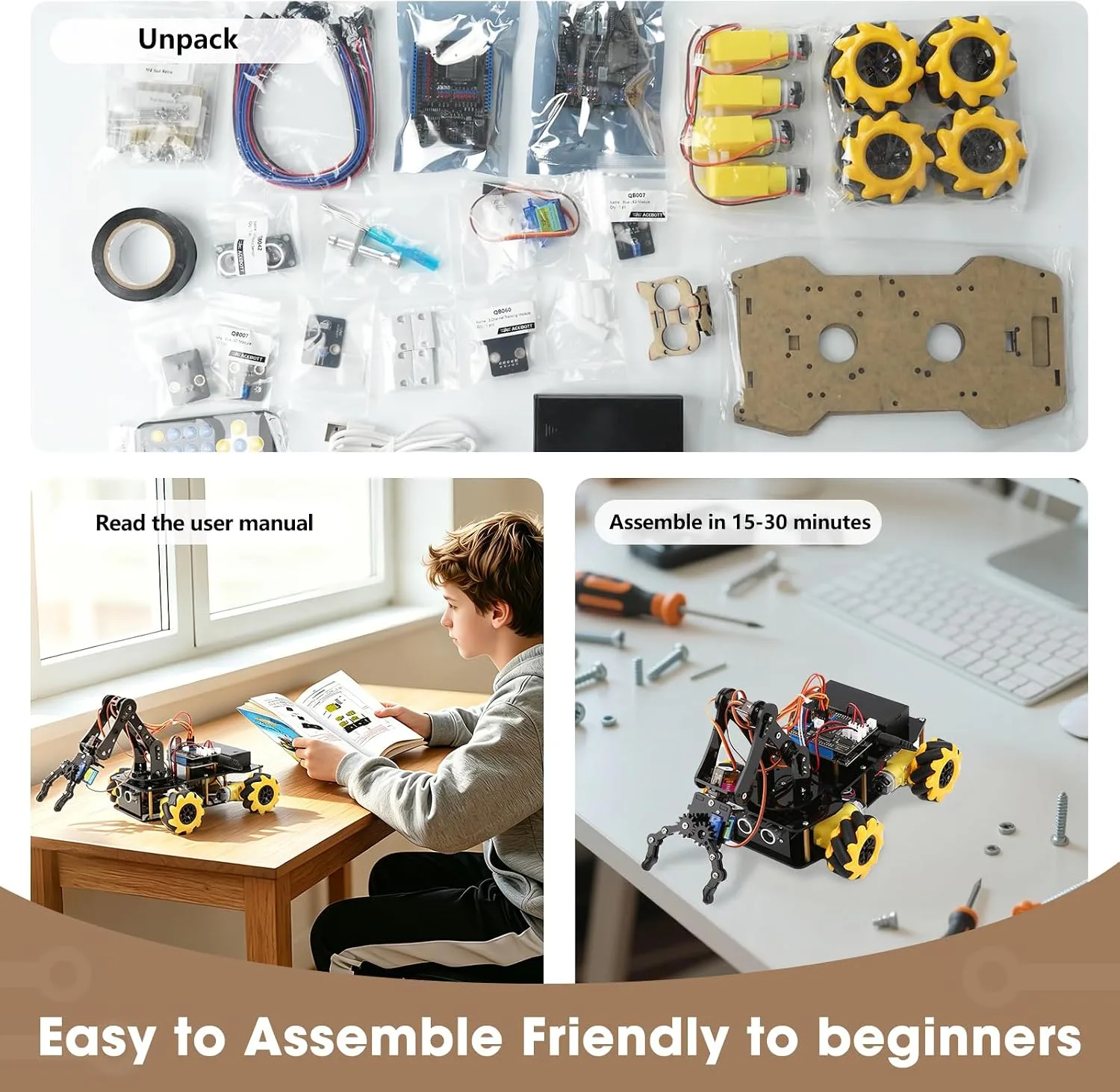5DOF Robot Arm Car Kit for Kids, ESP32 App Control - detail view 1