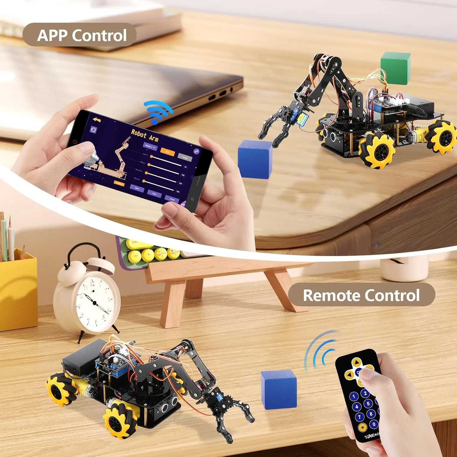 5DOF Robot Arm Car Kit for Kids, ESP32 App Control - detail view 2