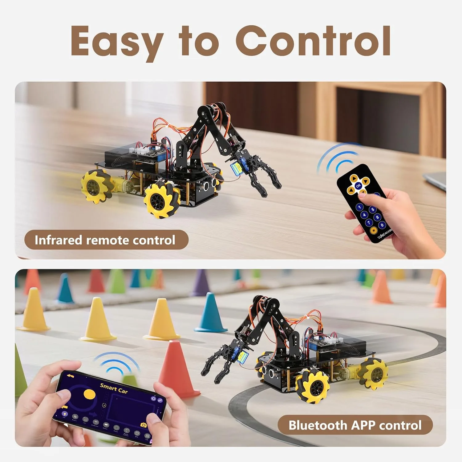 5DOF Robot Arm Car Kit for Kids, ESP32 App Control - detail view 3