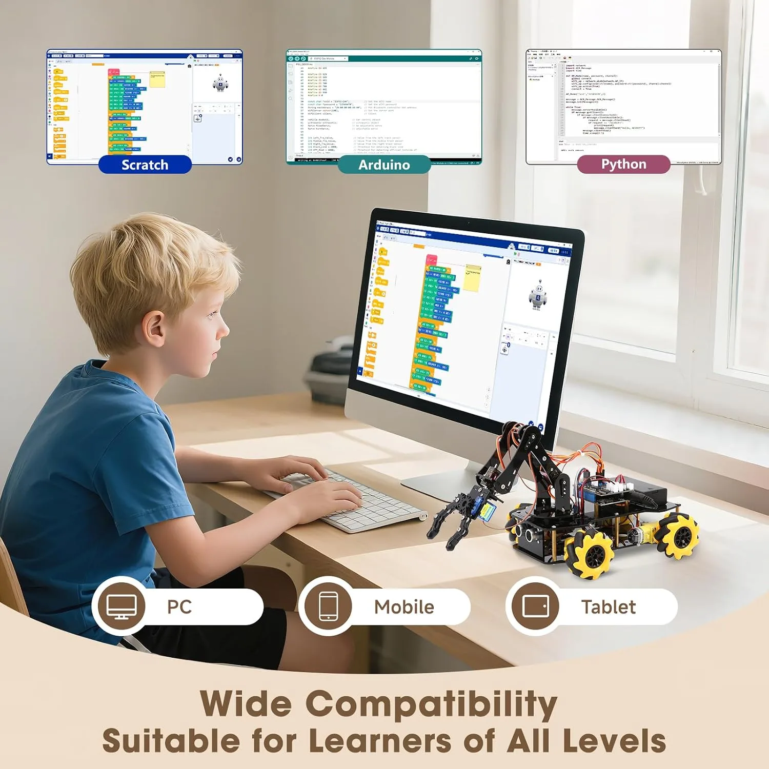 5DOF Robot Arm Car Kit for Kids, ESP32 App Control - detail view 5