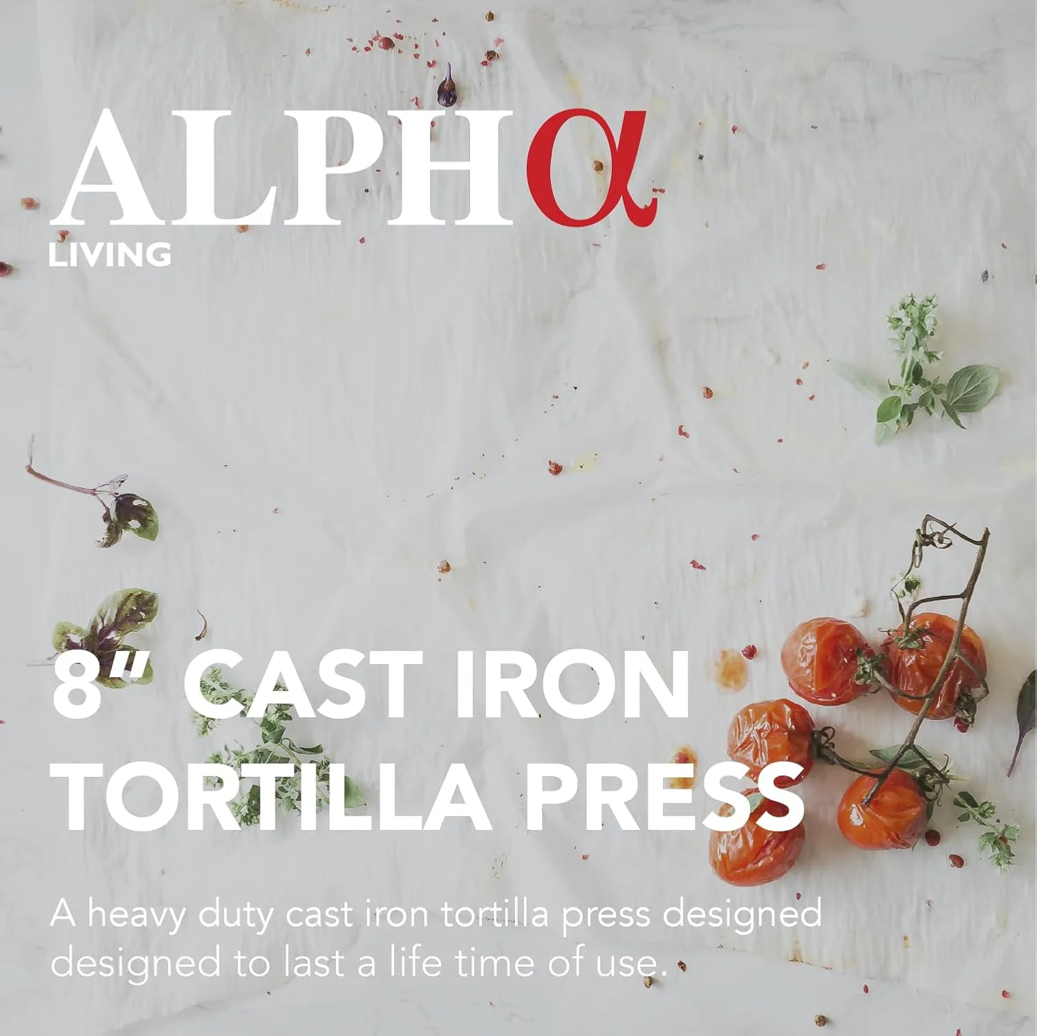 Alpha Living 8-Inch Cast Iron Tortilla Press - detail view 1