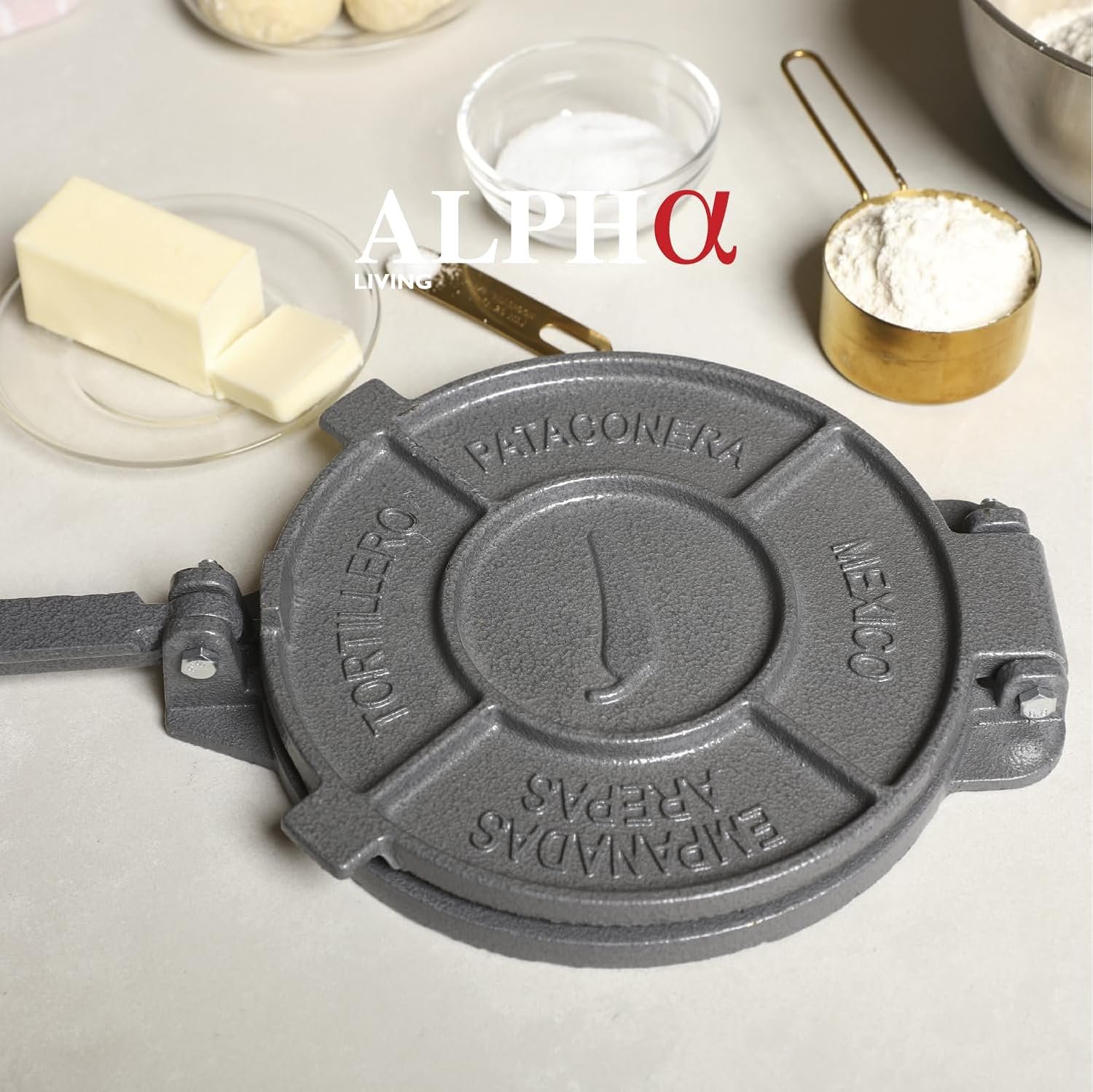 Alpha Living 8-Inch Cast Iron Tortilla Press - detail view 2