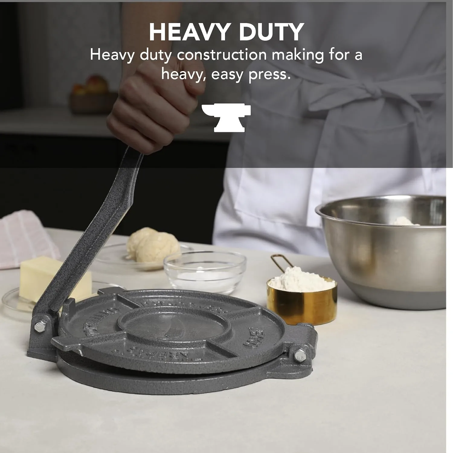 Alpha Living 8-Inch Cast Iron Tortilla Press - detail view 3