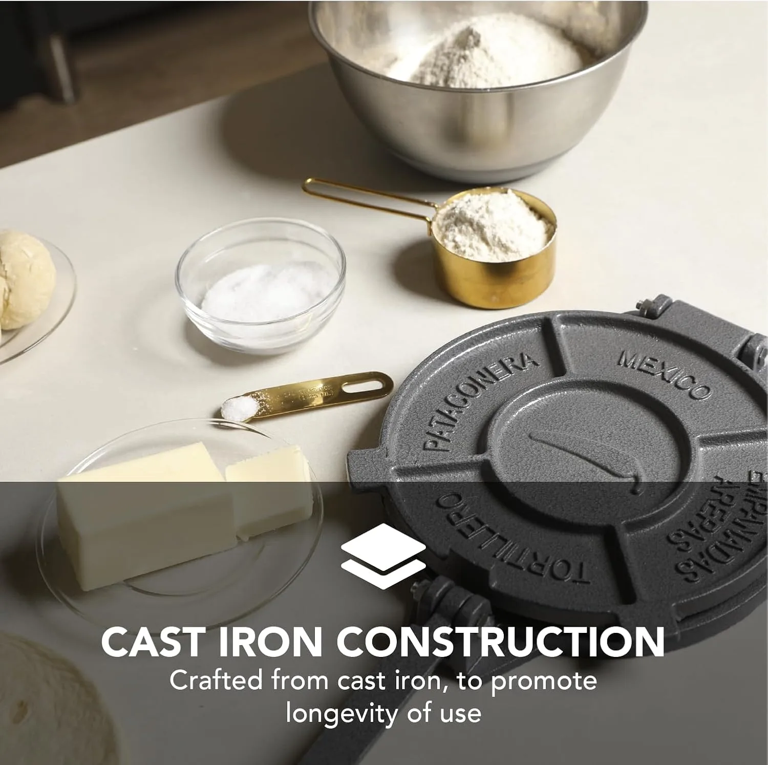 Alpha Living 8-Inch Cast Iron Tortilla Press - detail view 4