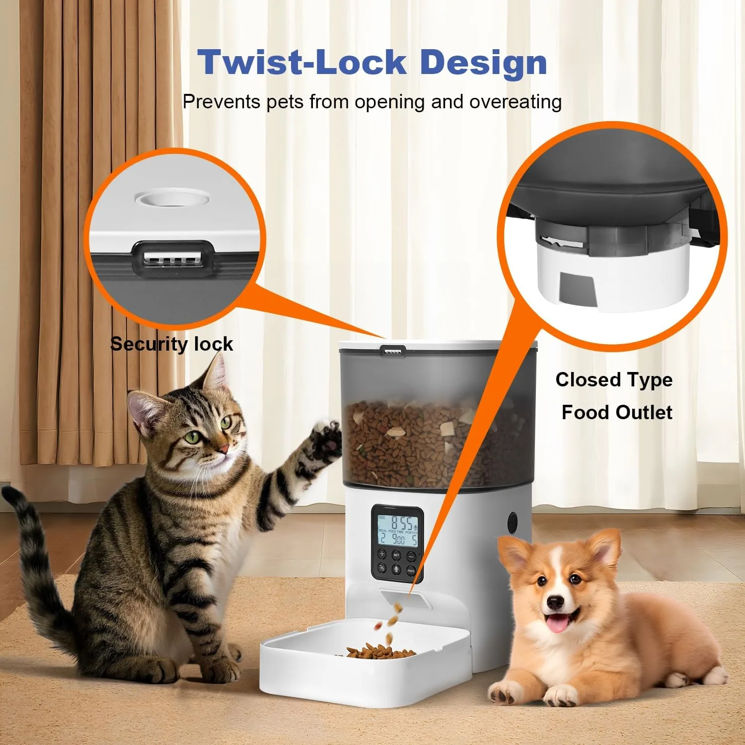 ANDOLL HOME Automatic Cat Feeder 4L with Voice Recording - detail view 4