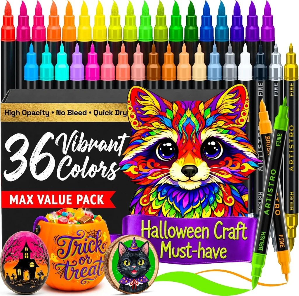 ARTISTRO 36 Multicolor Dual-Tip Acrylic Paint Marker Pens