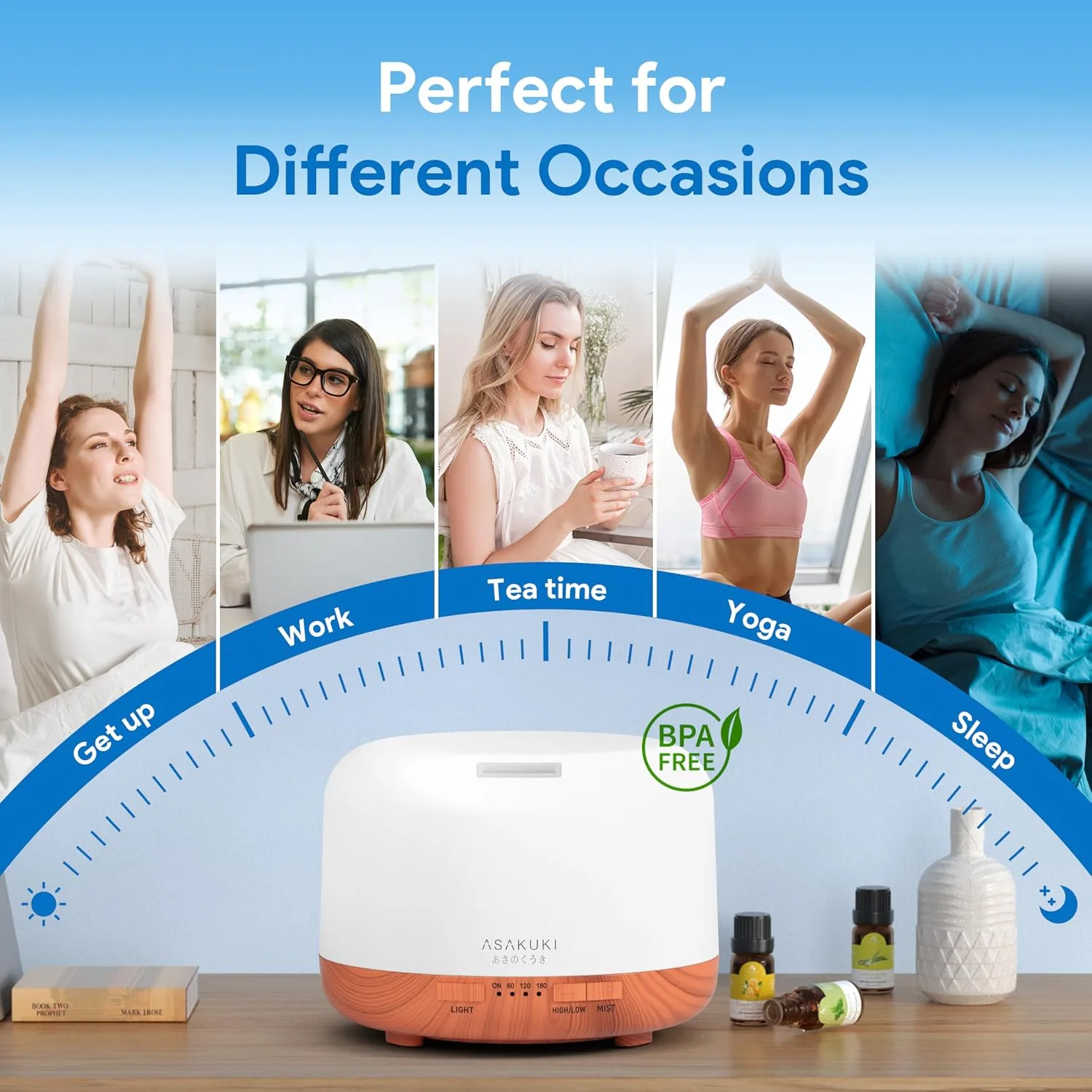 ASAKUKI Essential Oil Diffuser 500ml with Remote Control - detail view 5