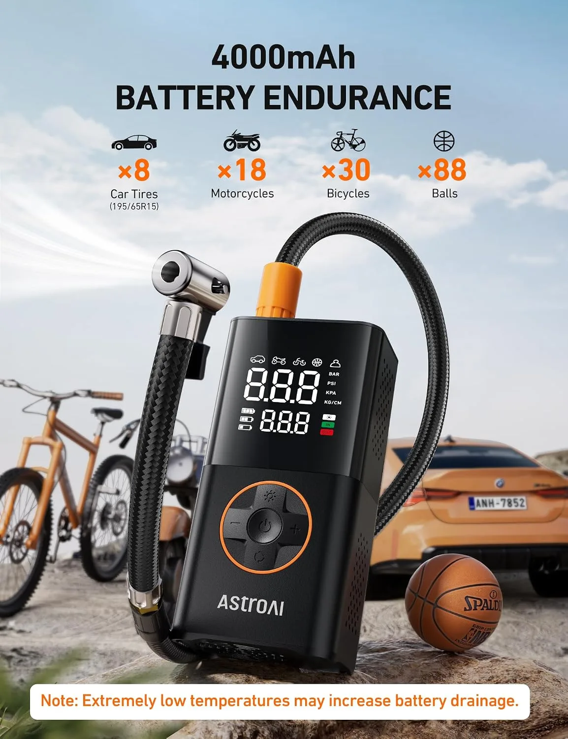 AstroAI L7 Cordless Tire Inflator, 150 PSI Portable - detail view 3