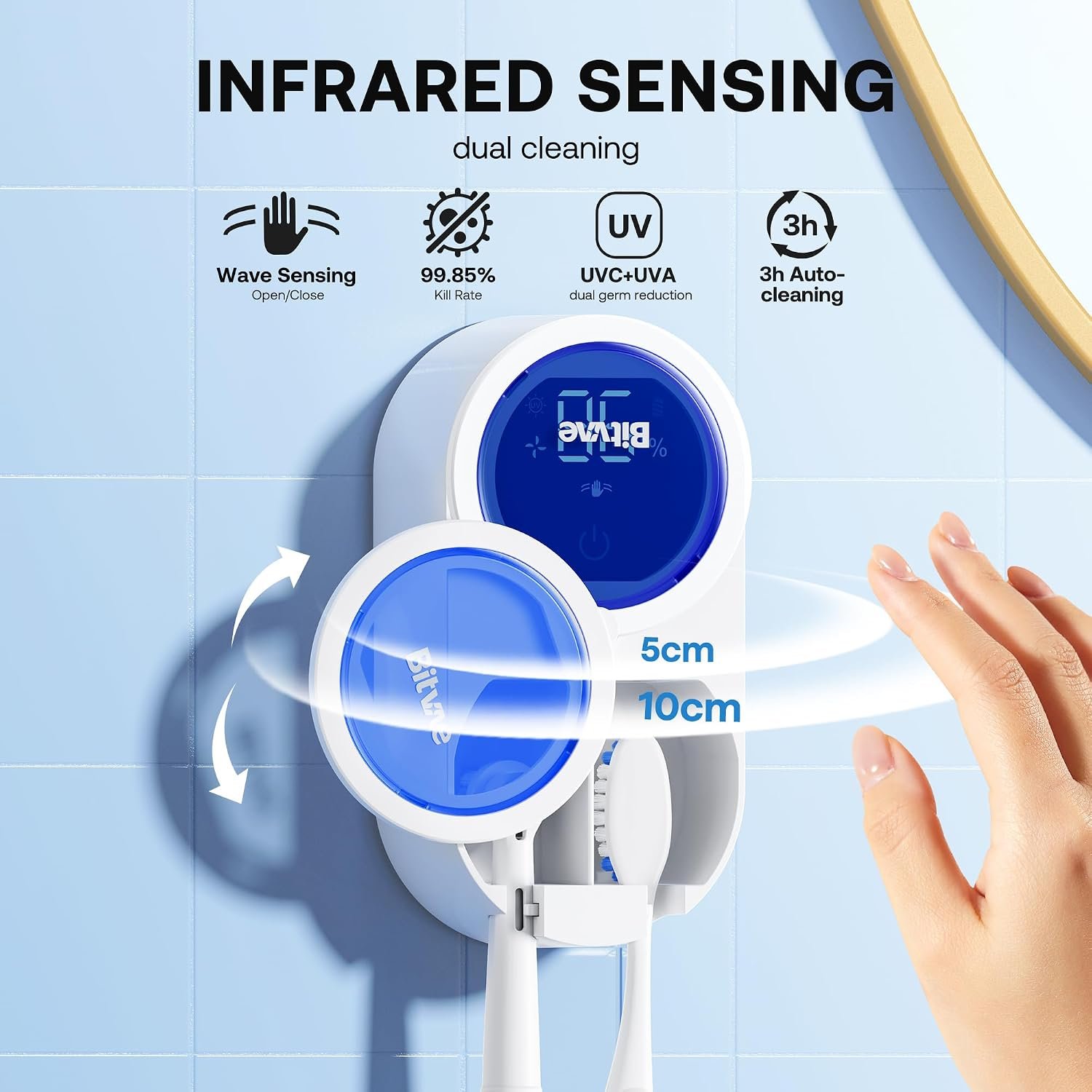 Bitvae Upgraded Tooth Brush Holder for Bathroom 2.0 Infrared Sensing - detail view 1