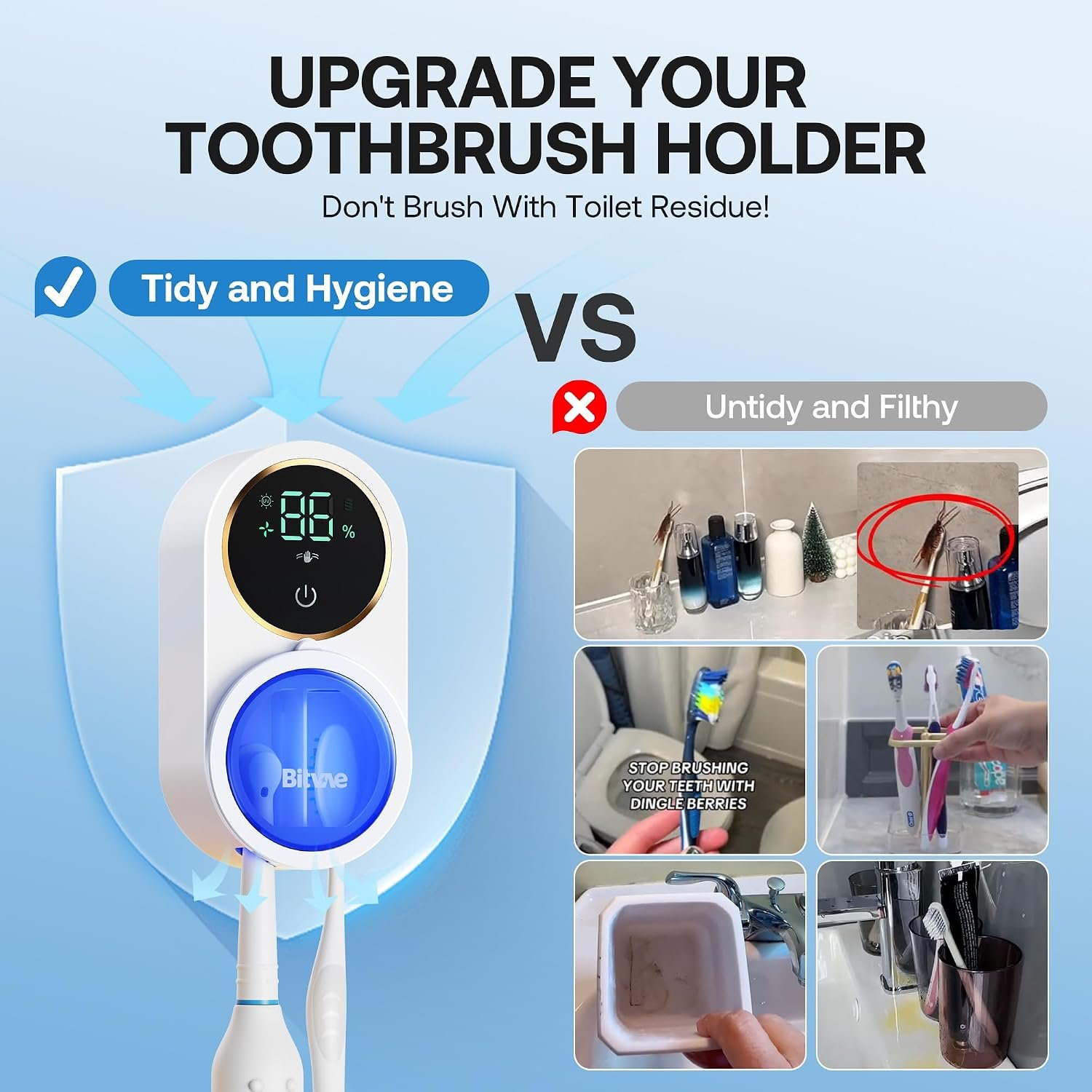 Bitvae Upgraded Tooth Brush Holder for Bathroom 2.0 Infrared Sensing - detail view 4