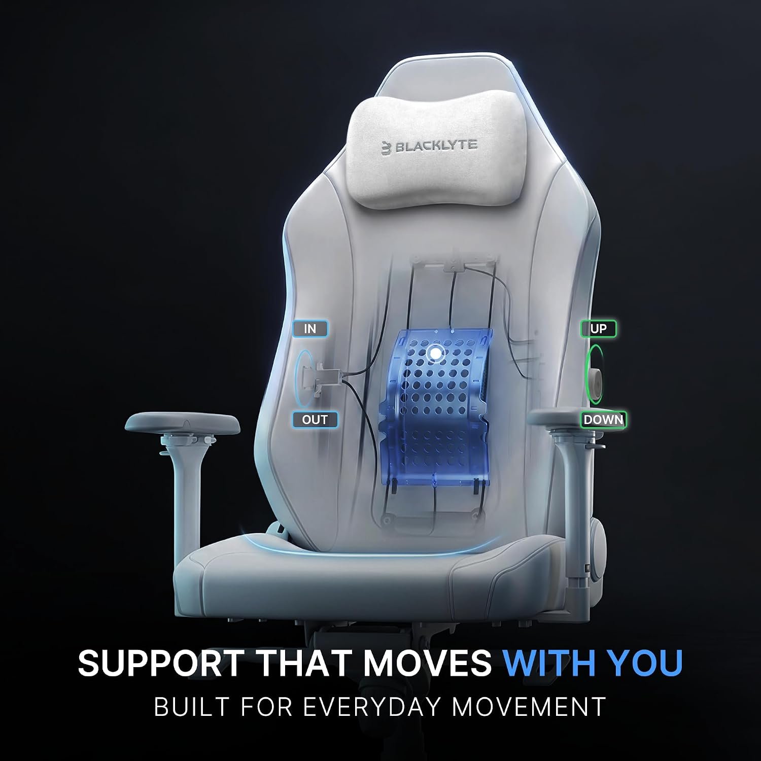 Blacklyte Athena Pro Gaming Chair, White Leather - detail view 5