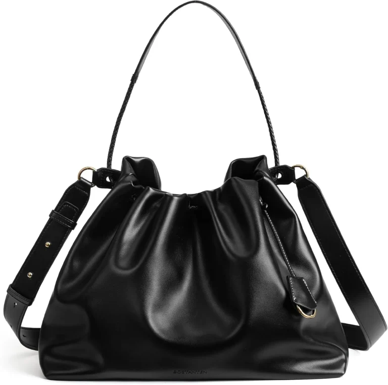 BOSTANTEN Slouchy Hobo Bag for Women Drawstring Crossbody Shoulder Purse