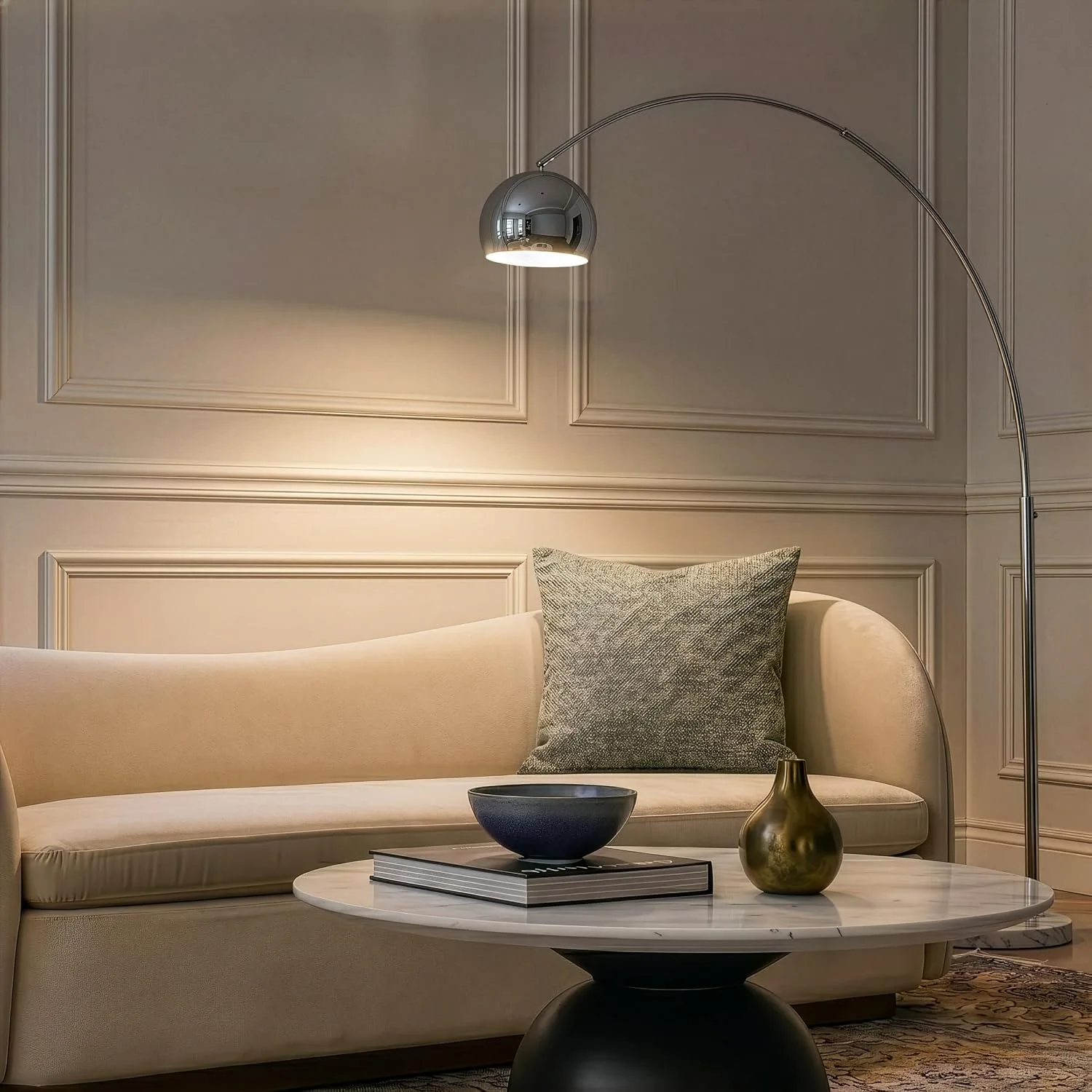 Brightech Olivia Floor Lamp - Arc Lamp with Marble Base - detail view 1