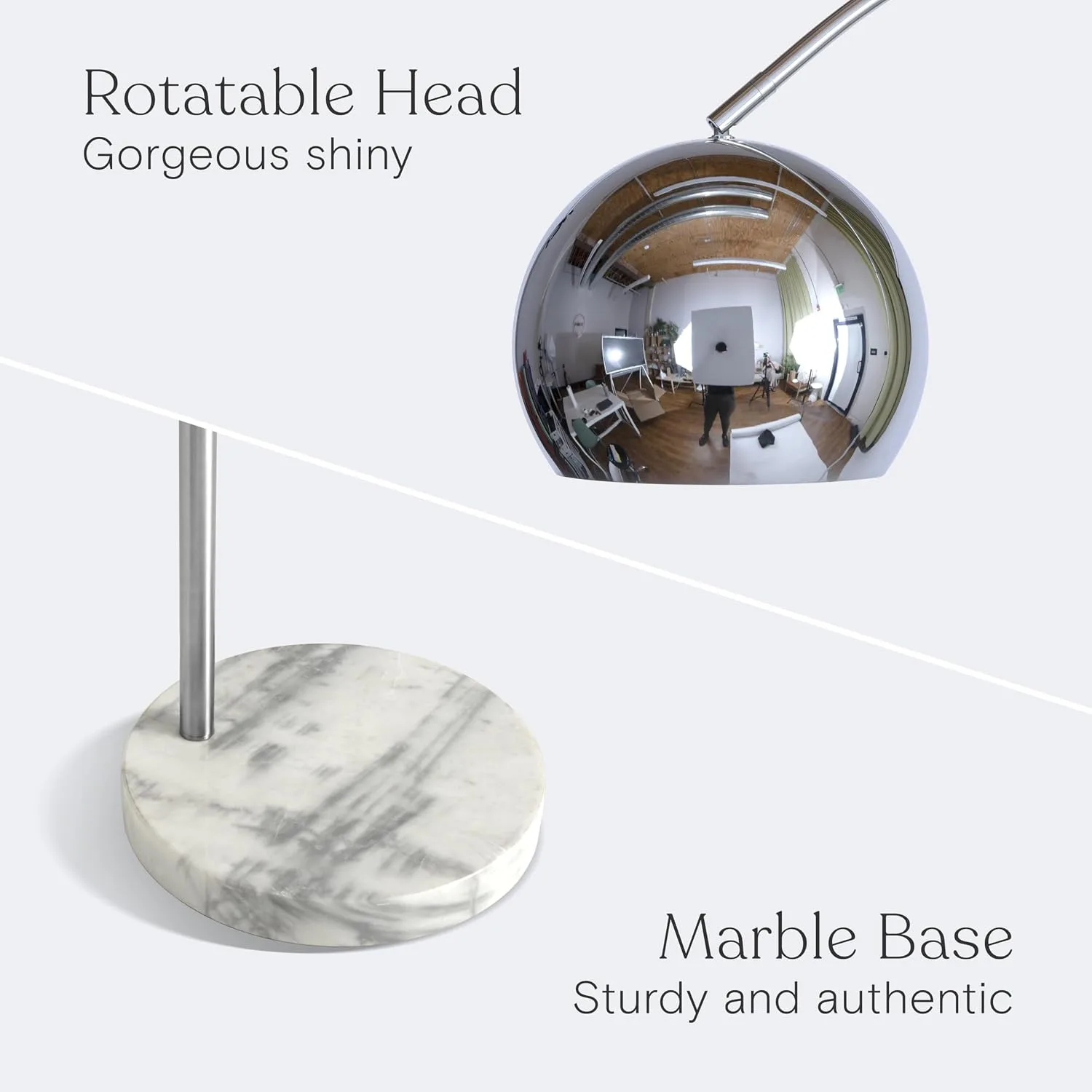 Brightech Olivia Floor Lamp - Arc Lamp with Marble Base - detail view 6