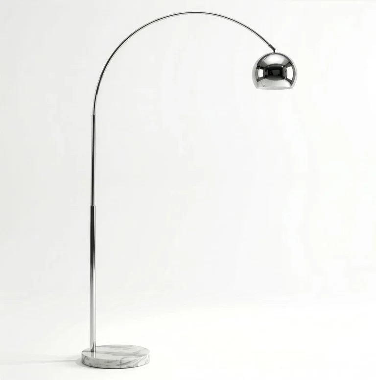 Brightech Olivia floor lamp with chrome arc and marble base