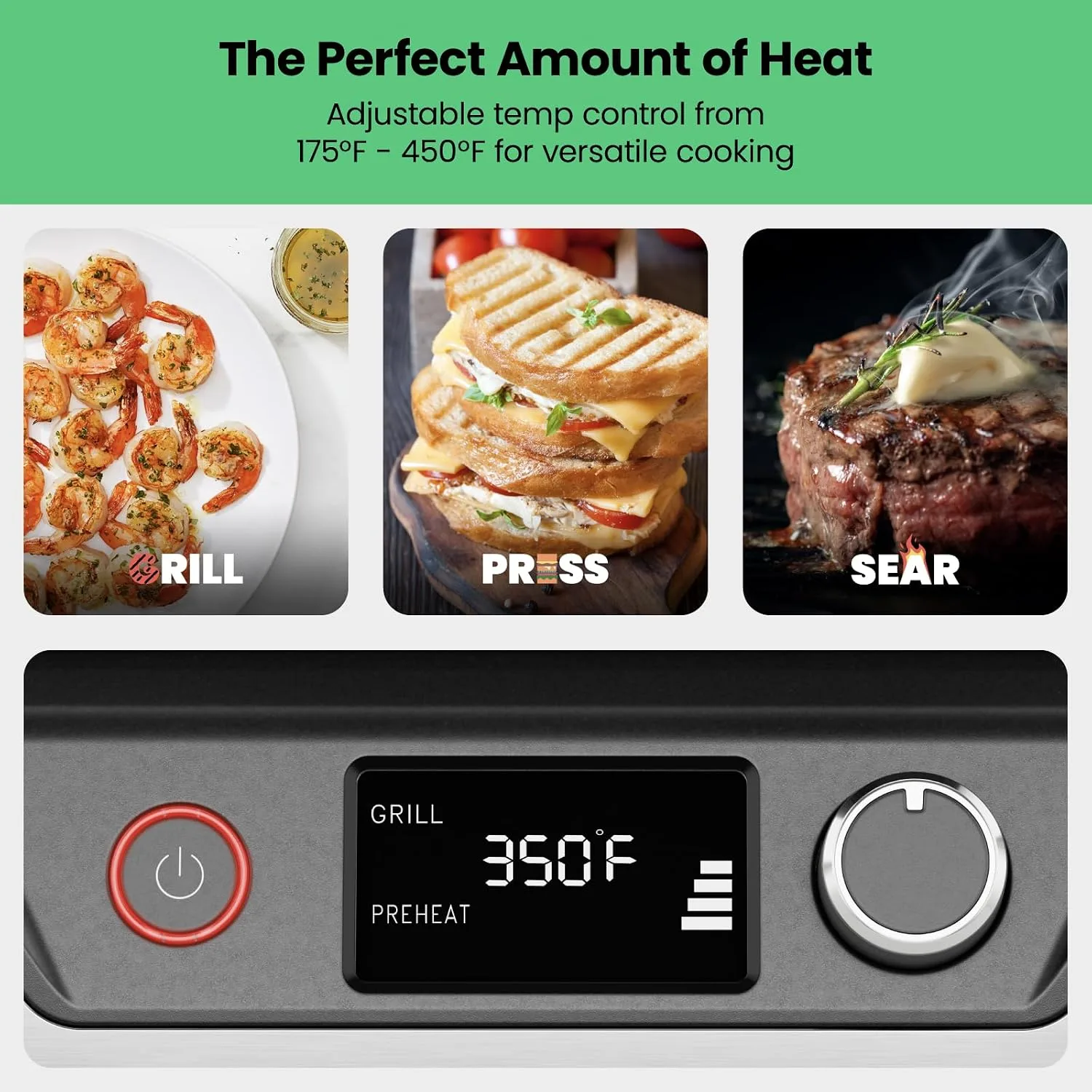 Chefman 5-in-1 Panini Press with Reversible Grill Plates - detail view 4