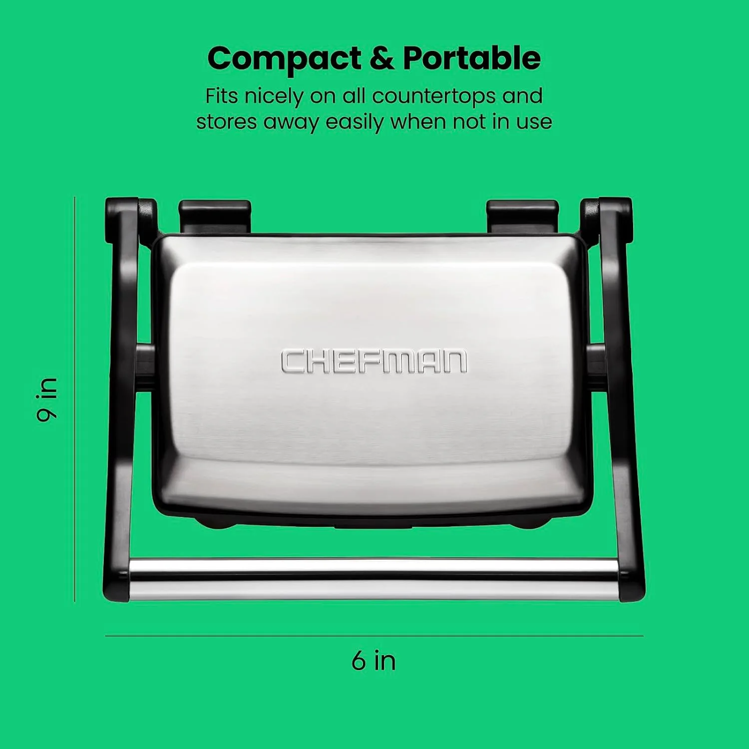 Chefman Electric Panini Press Grill, 180-Degree Open Flat - detail view 7