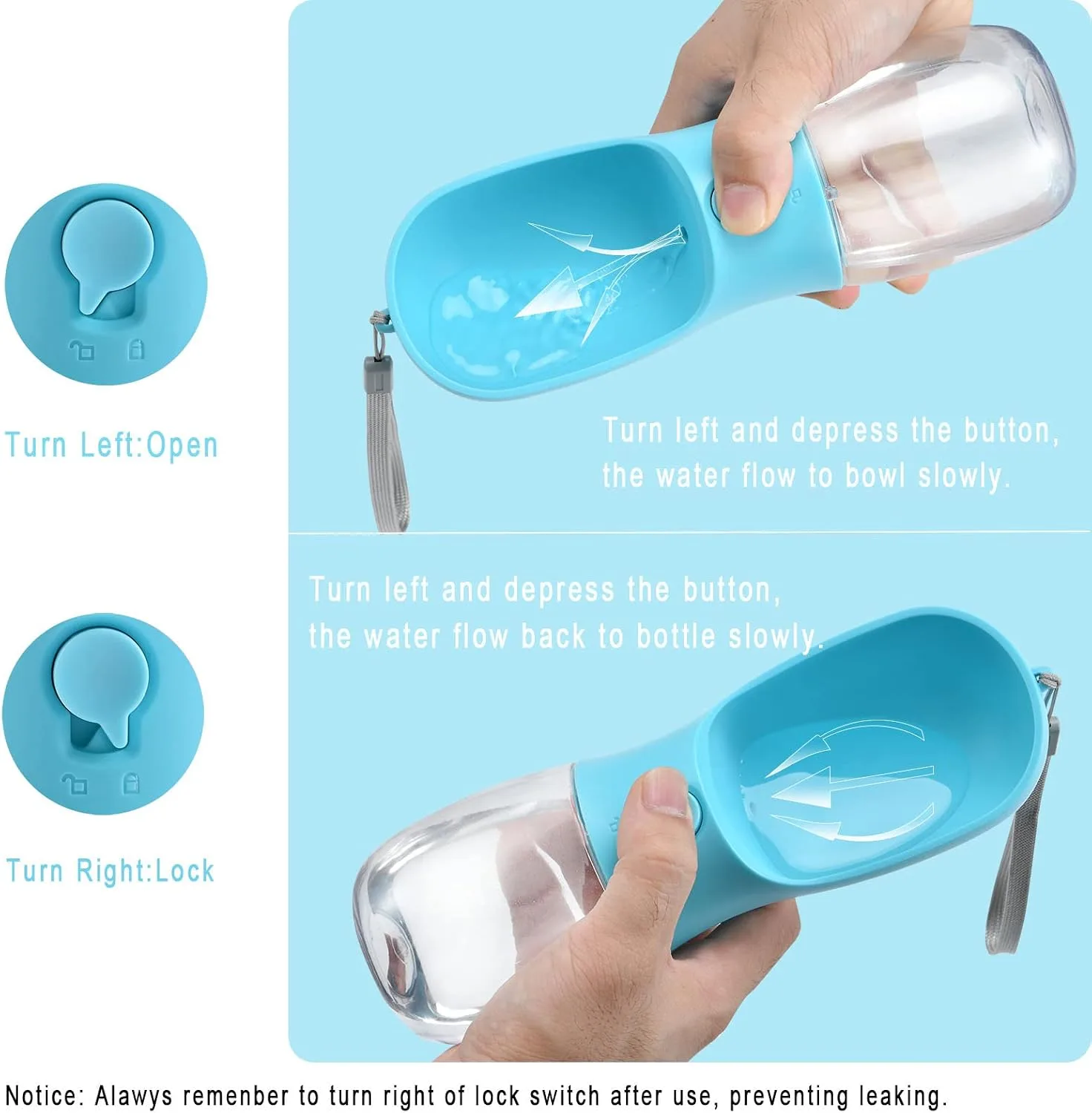 Cibaabo Dog Water Bottle with Food Container and Filter - detail view 3