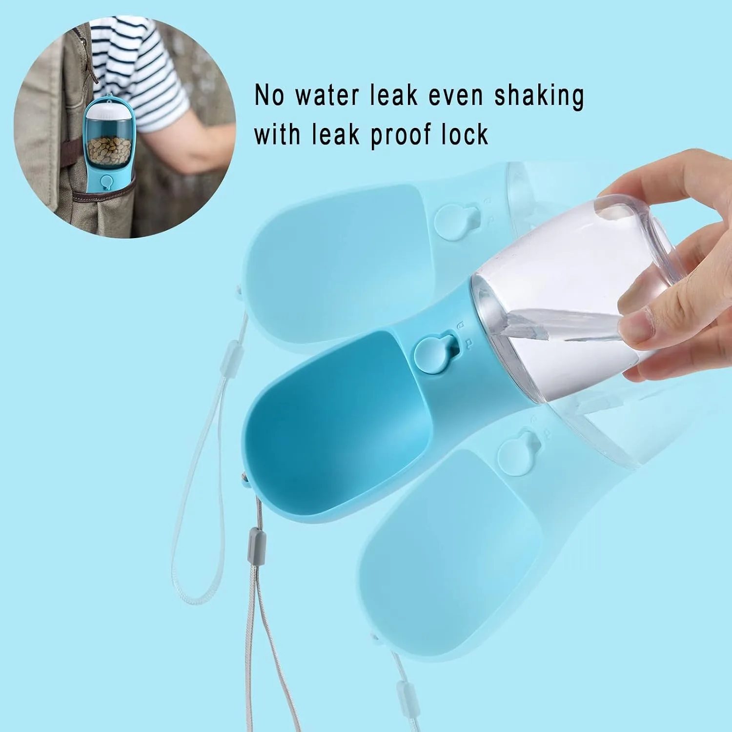 Cibaabo Dog Water Bottle with Food Container and Filter - detail view 4