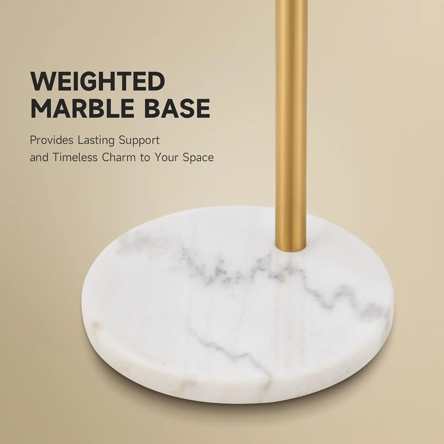 CO-Z 69" Modern Arc Floor Lamp, Gold with Marble Base - detail view 5
