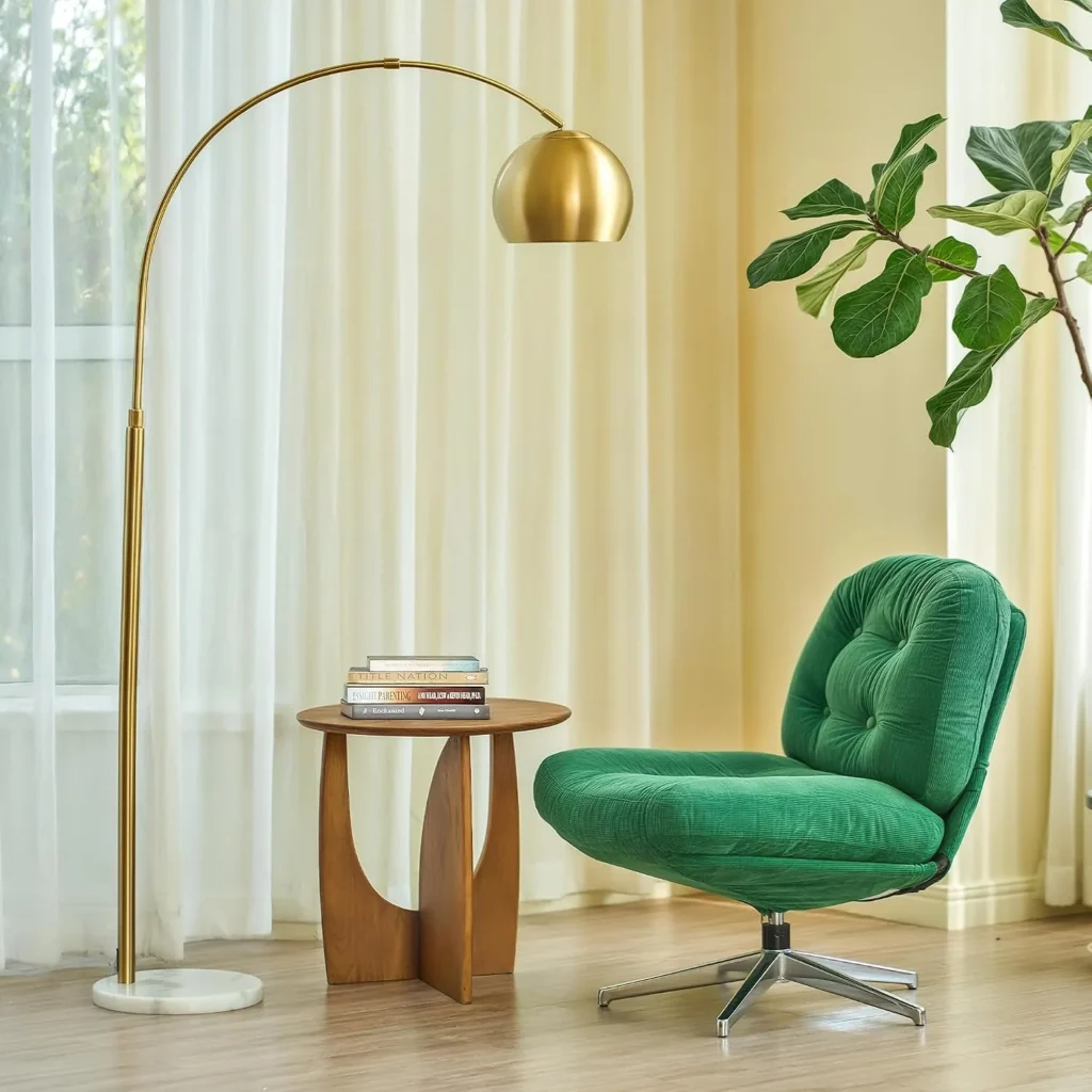 CO-Z 69 inch modern arc floor lamp in gold with marble base