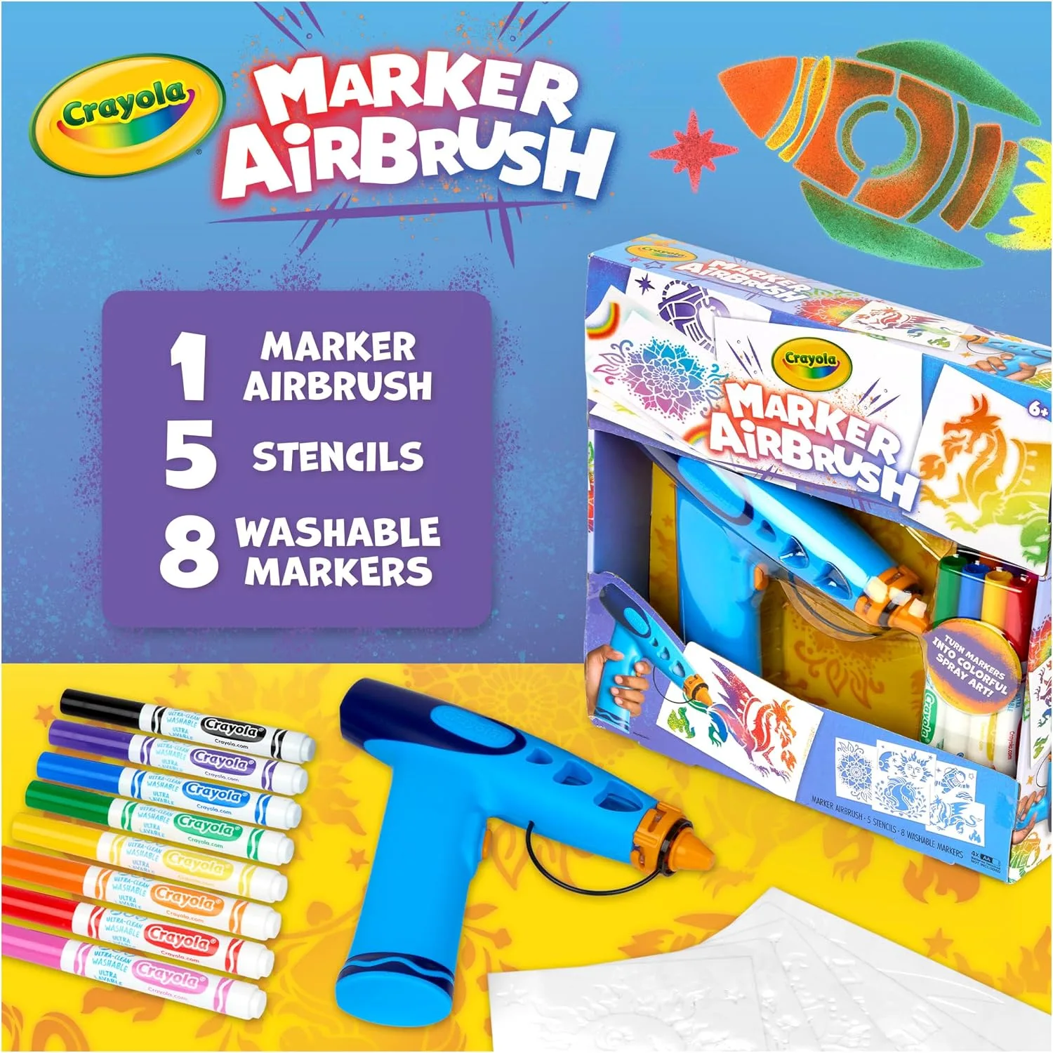 Crayola Marker Airbrush Spray Art Kit with 8 Markers - detail view 10