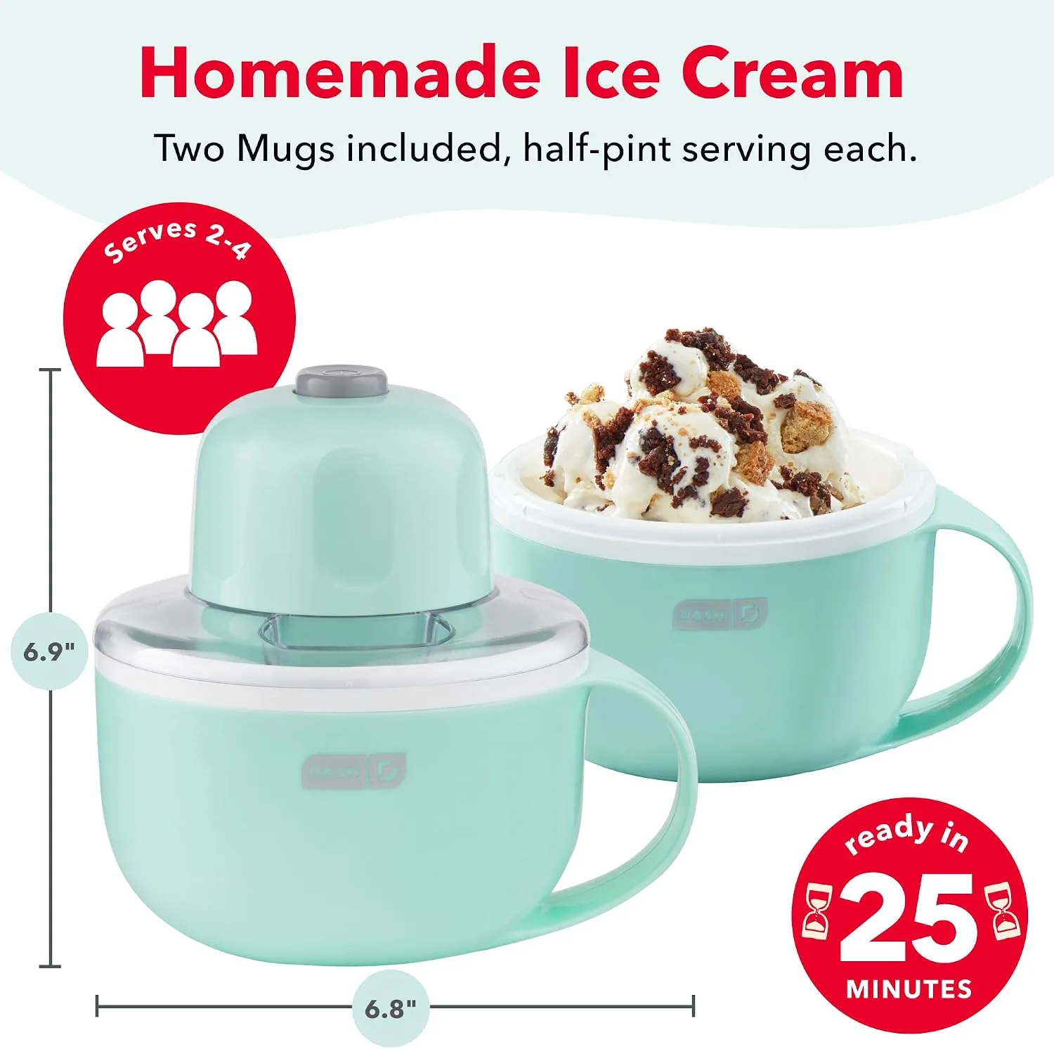 Dash My Mug Ice Cream Maker 2 Pack, Half-Pint Mugs - detail view 1