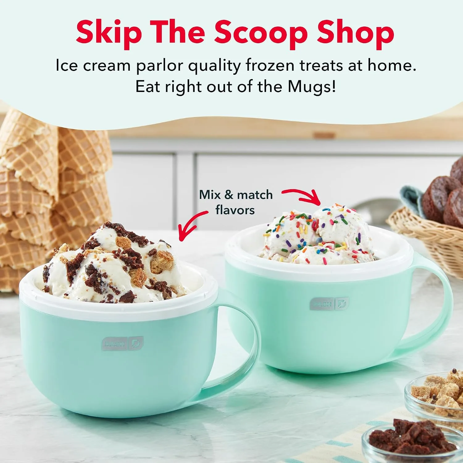 Dash My Mug Ice Cream Maker 2 Pack, Half-Pint Mugs - detail view 2