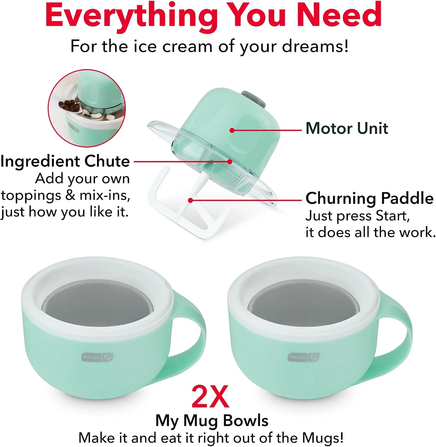 Dash My Mug Ice Cream Maker 2 Pack, Half-Pint Mugs - detail view 7