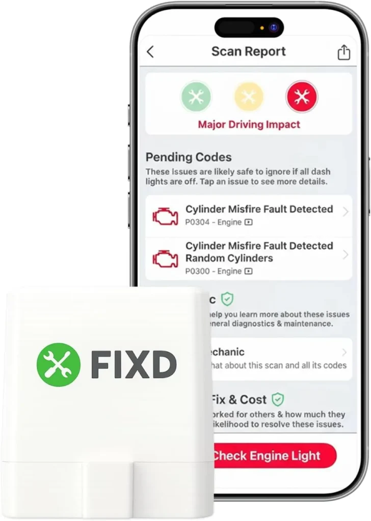 FIXD Bluetooth OBD2 Scanner car diagnostic check engine code reader