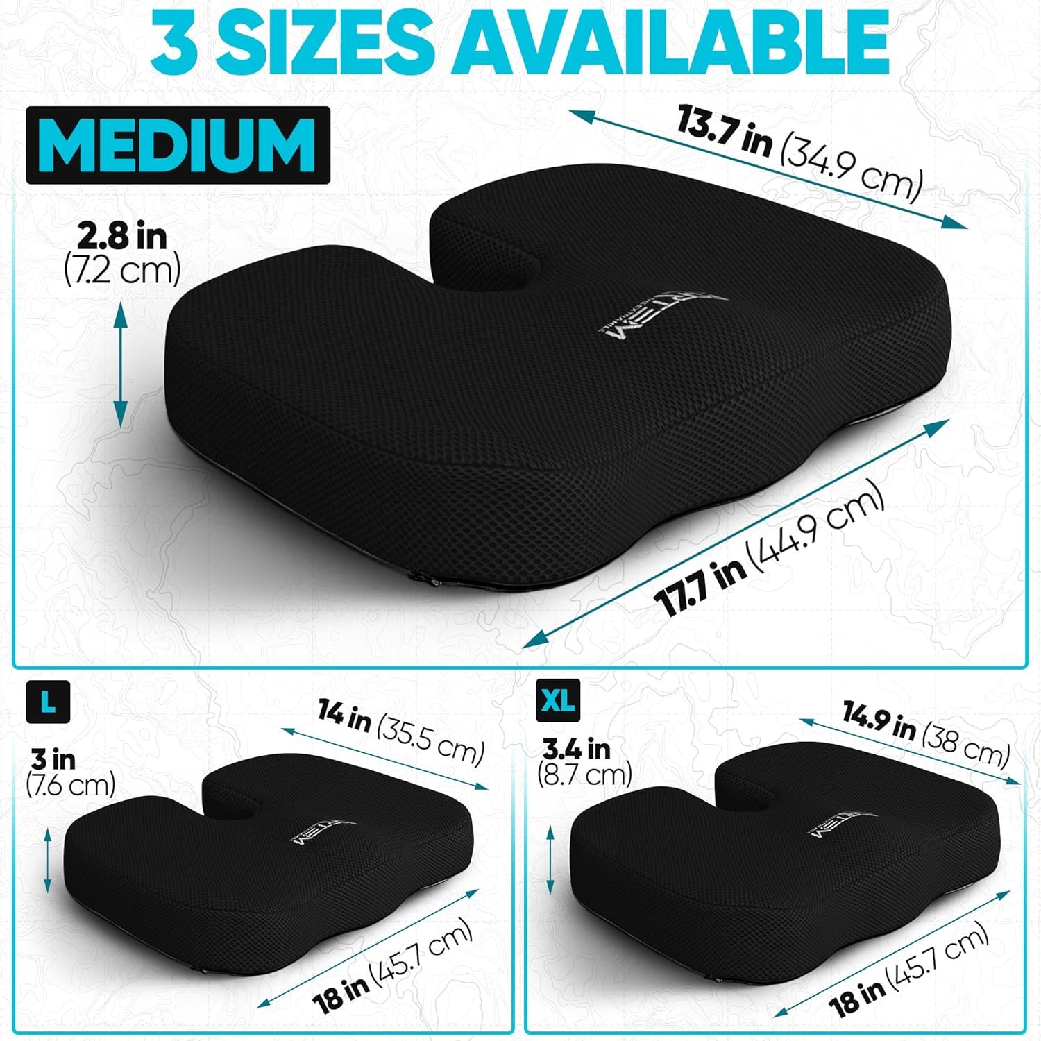 FORTEM Seat Cushion, Office Chair Cushion for Tailbone Sciatica Pain Relief - detail view 1