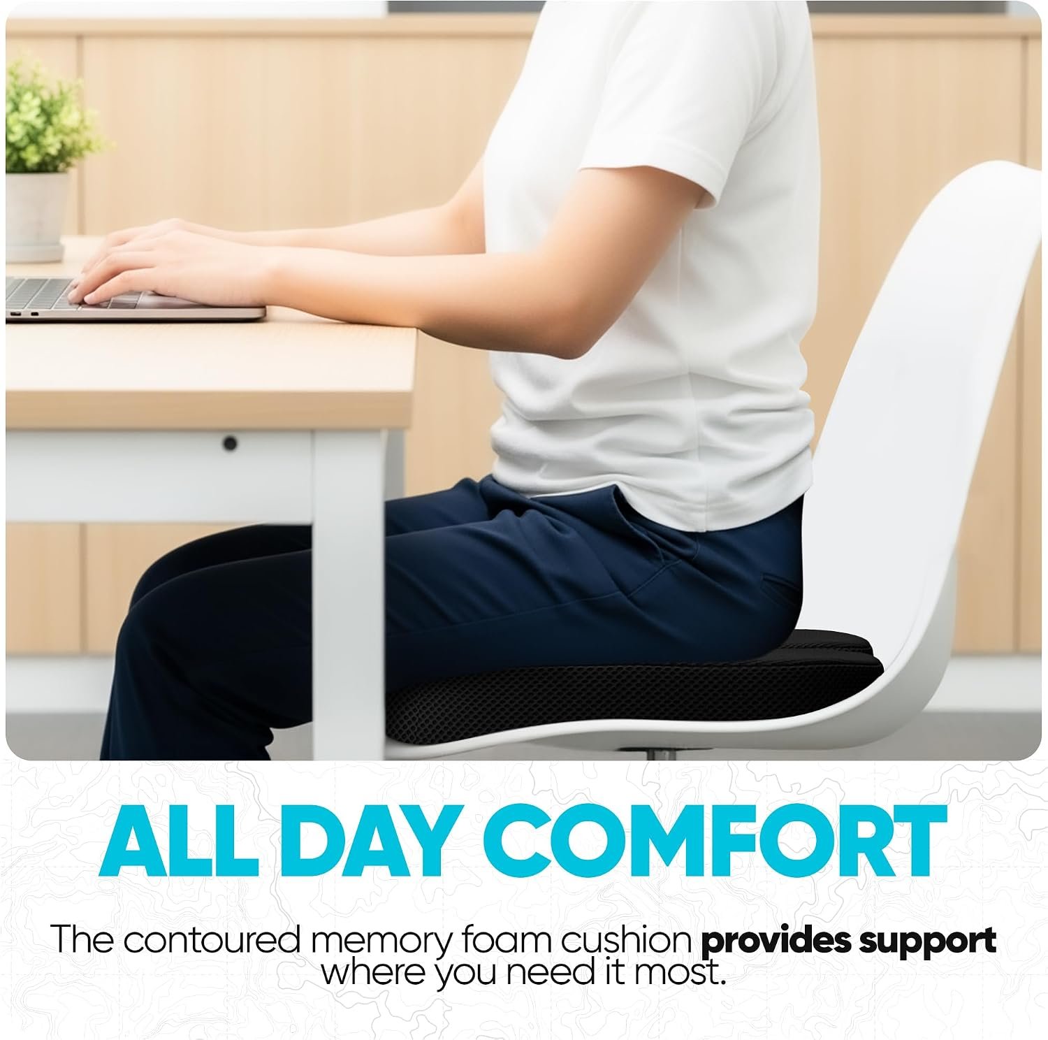 FORTEM Seat Cushion, Office Chair Cushion for Tailbone Sciatica Pain Relief - detail view 3