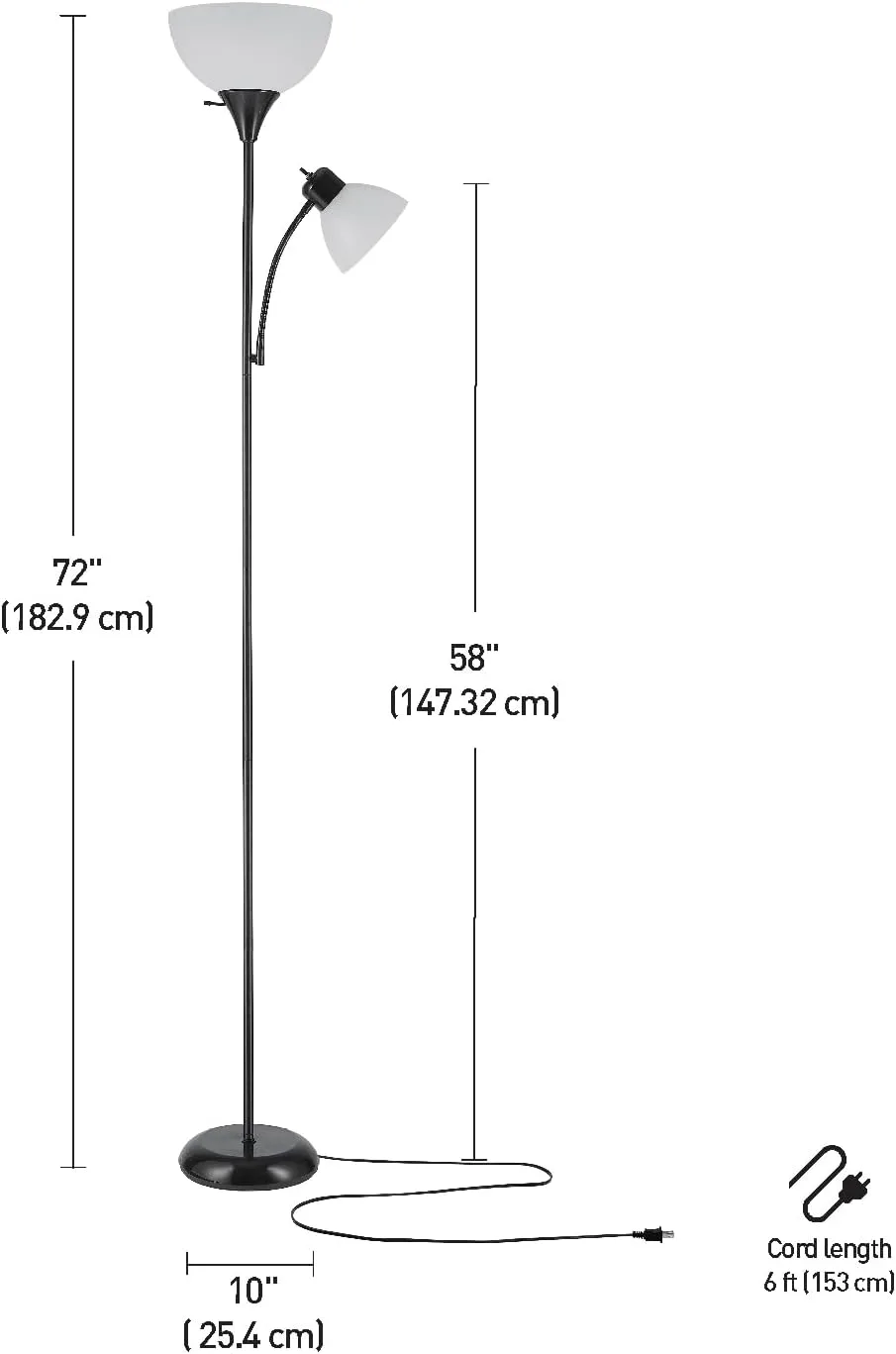 Globe Electric 72" Floor Lamp with Reading Light - detail view 5